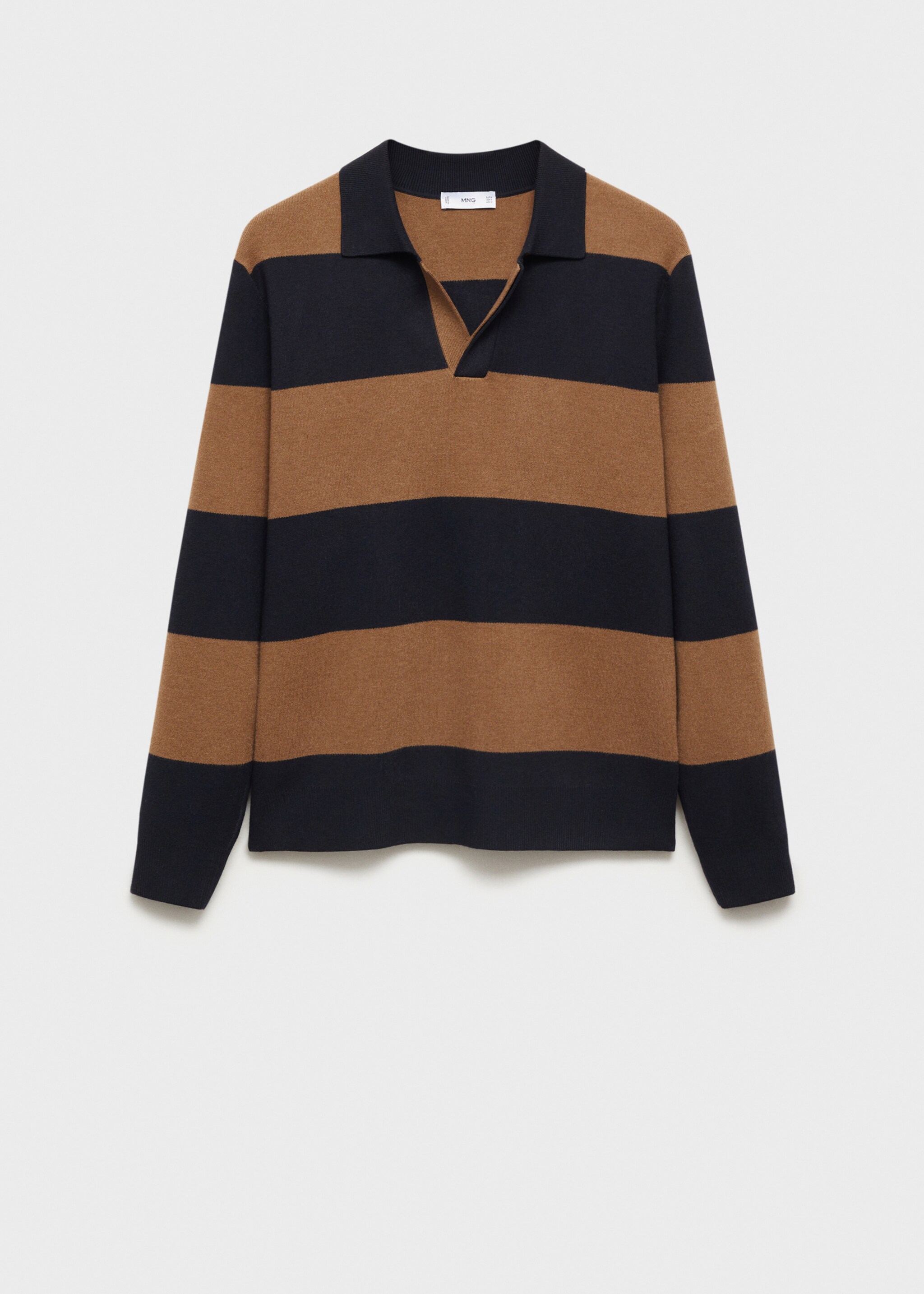 Polo-Sweatshirt mit Streifendesign - Artikel ohne Model, Dunkles Marineblau. Ref: 87090598-00.