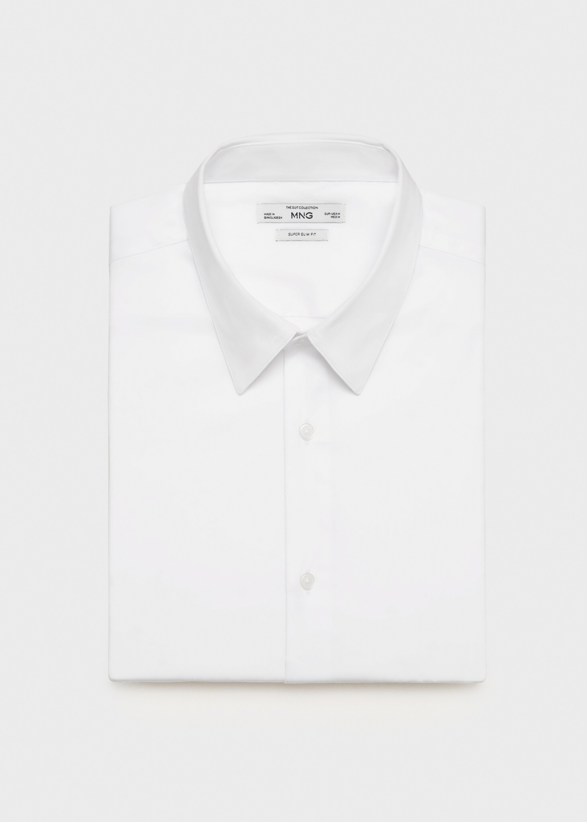 Slim fit cotton suit shirt - Details of the article 8, White. Ref: 87090600-00.