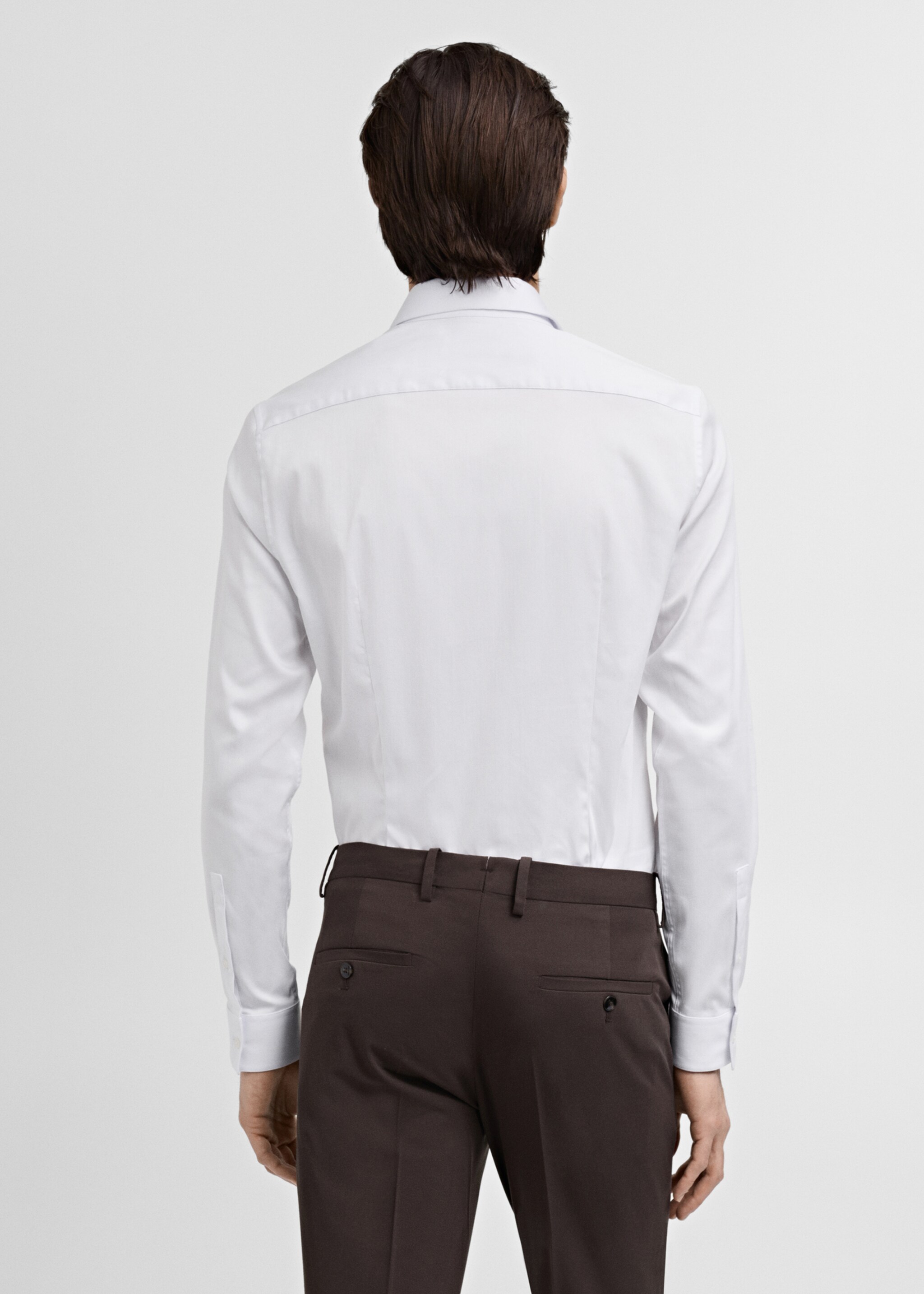 Slim fit cotton suit shirt - Reverse of the article, White. Ref: 87090600-00.
