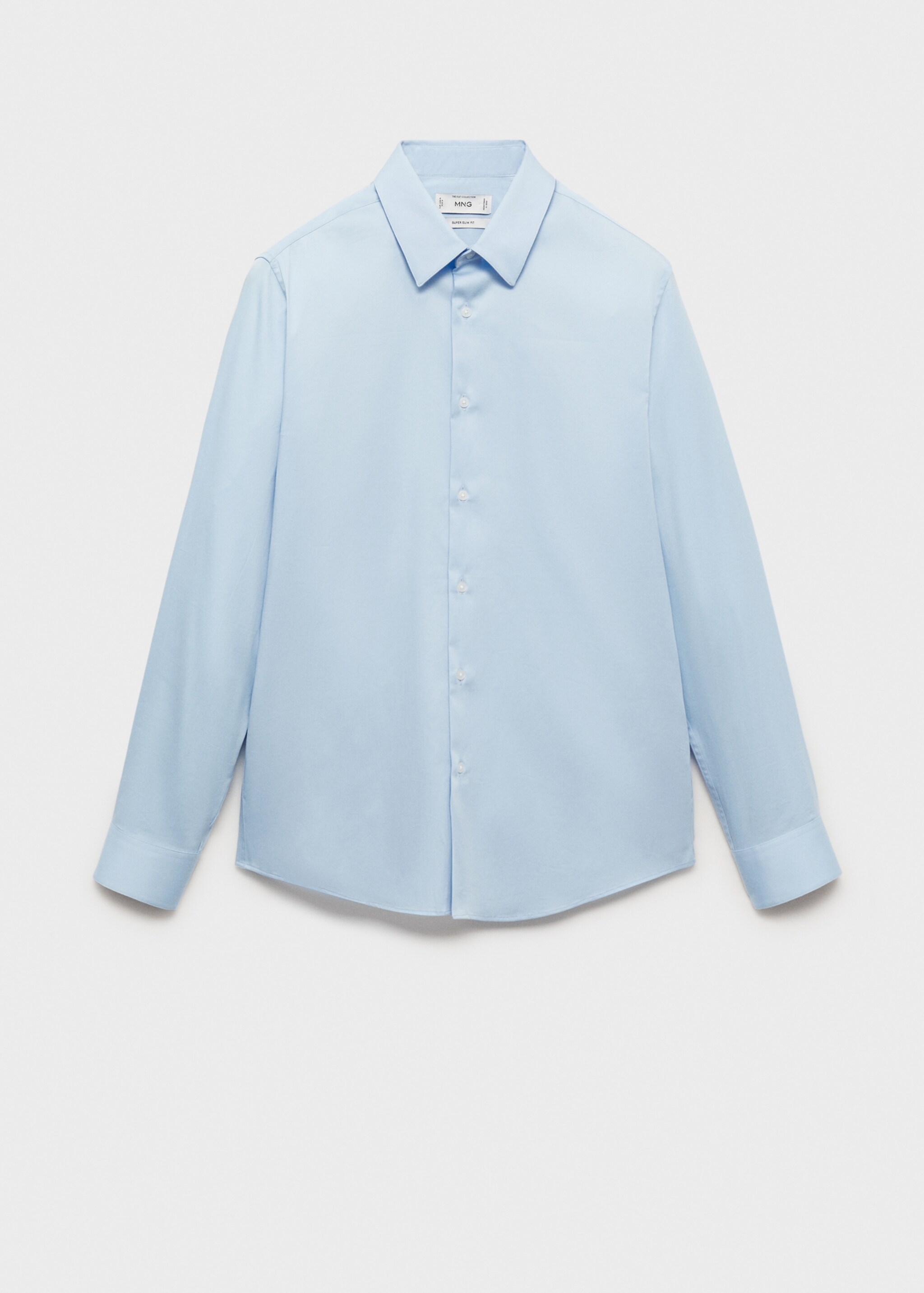 Slim fit cotton suit shirt - Article without model, Sky Blue. Ref: 87090600-00.