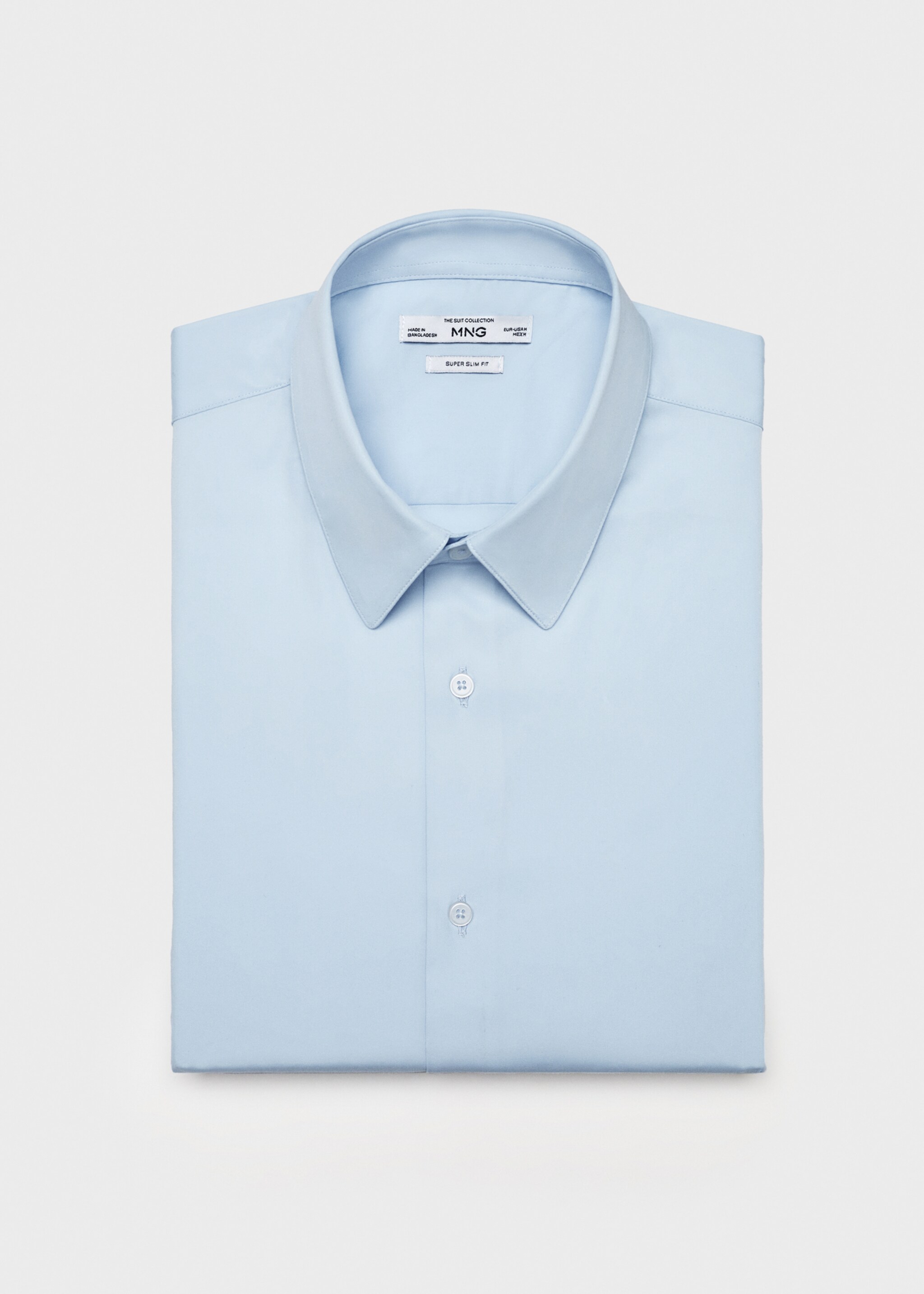 Slim fit cotton suit shirt - Details of the article 8, Sky Blue. Ref: 87090600-00.