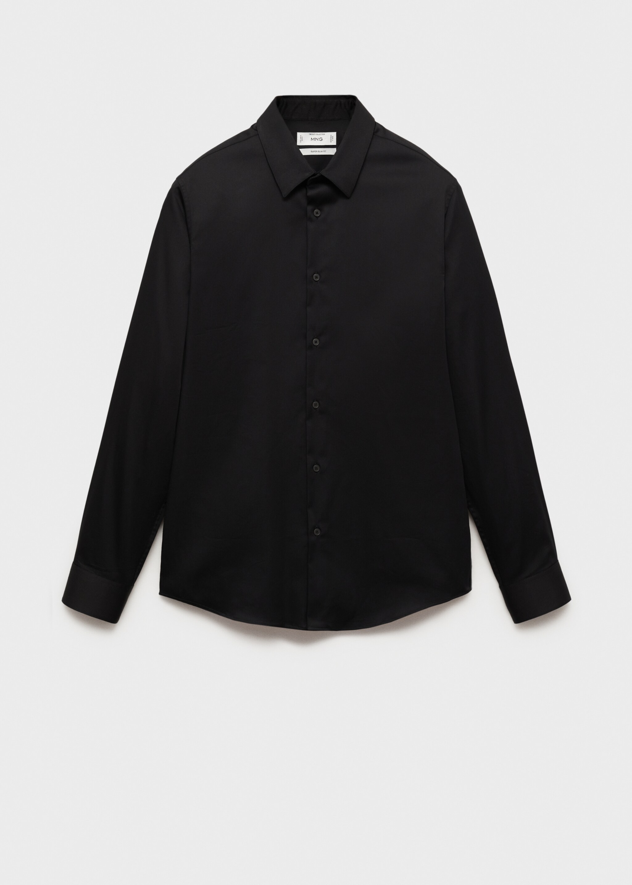 Slim fit cotton suit shirt - Article without model, Black. Ref: 87090600-00.