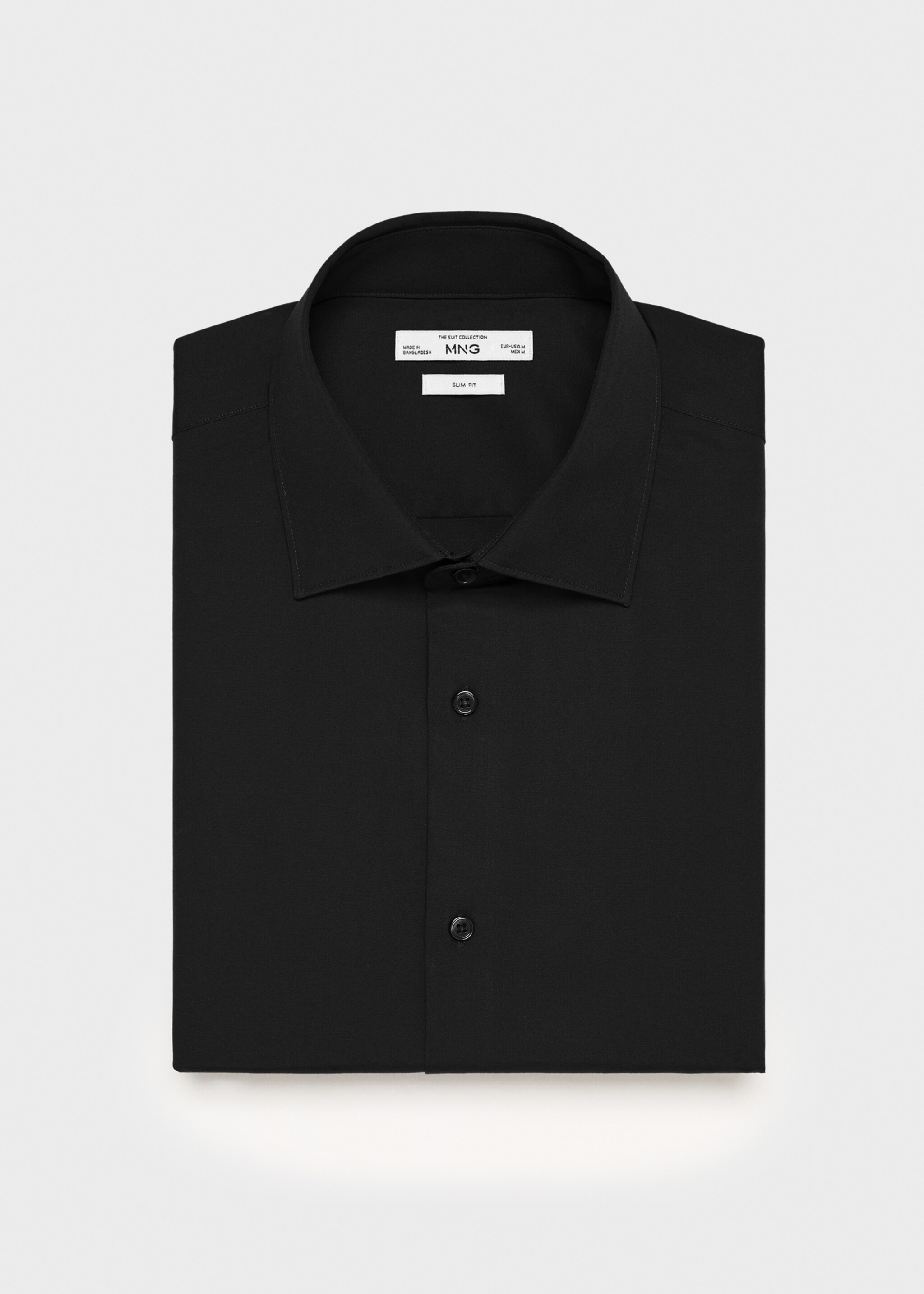Slim fit cotton suit shirt - Details of the article 8, Black. Ref: 87090600-00.