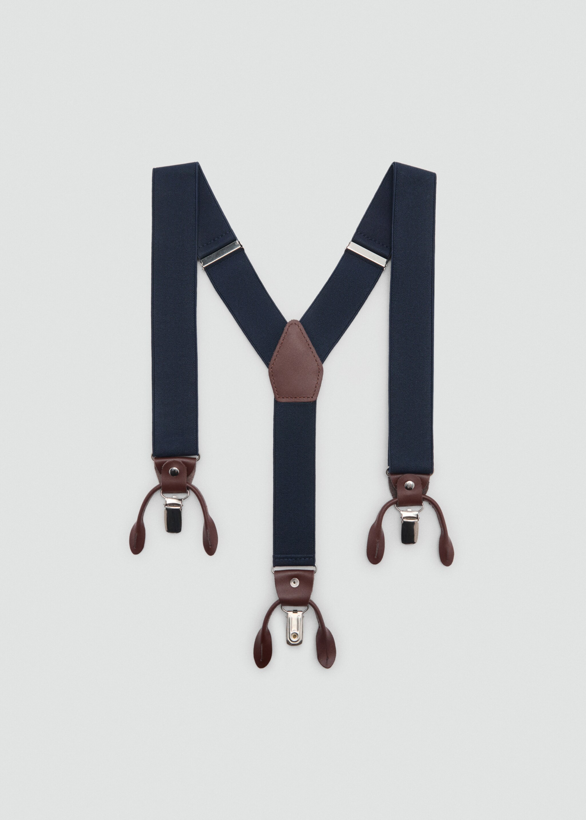 Adjustable elastic straps with leather details - Article without model, Dark Navy. Ref: 87090602-00.