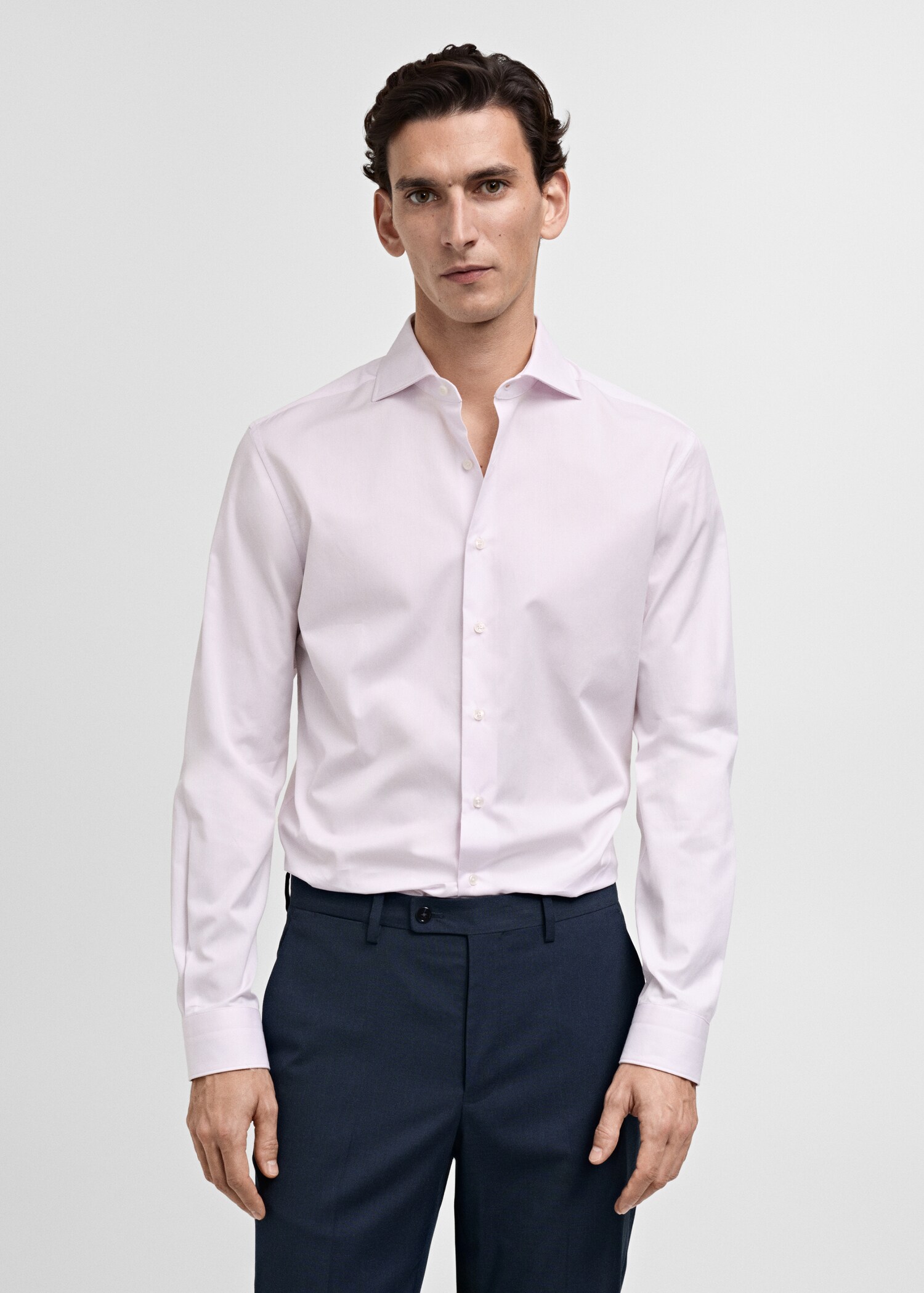 Camisa traje slim fit 100% algodón - Plano medio