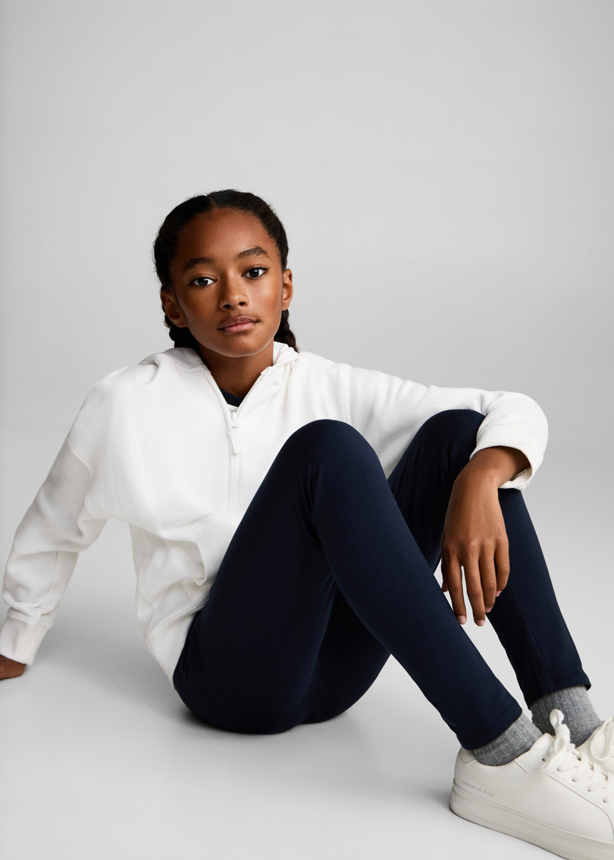 Essential cotton leggings - Details of the article 2, Dark Navy. Ref: 87090607-00.