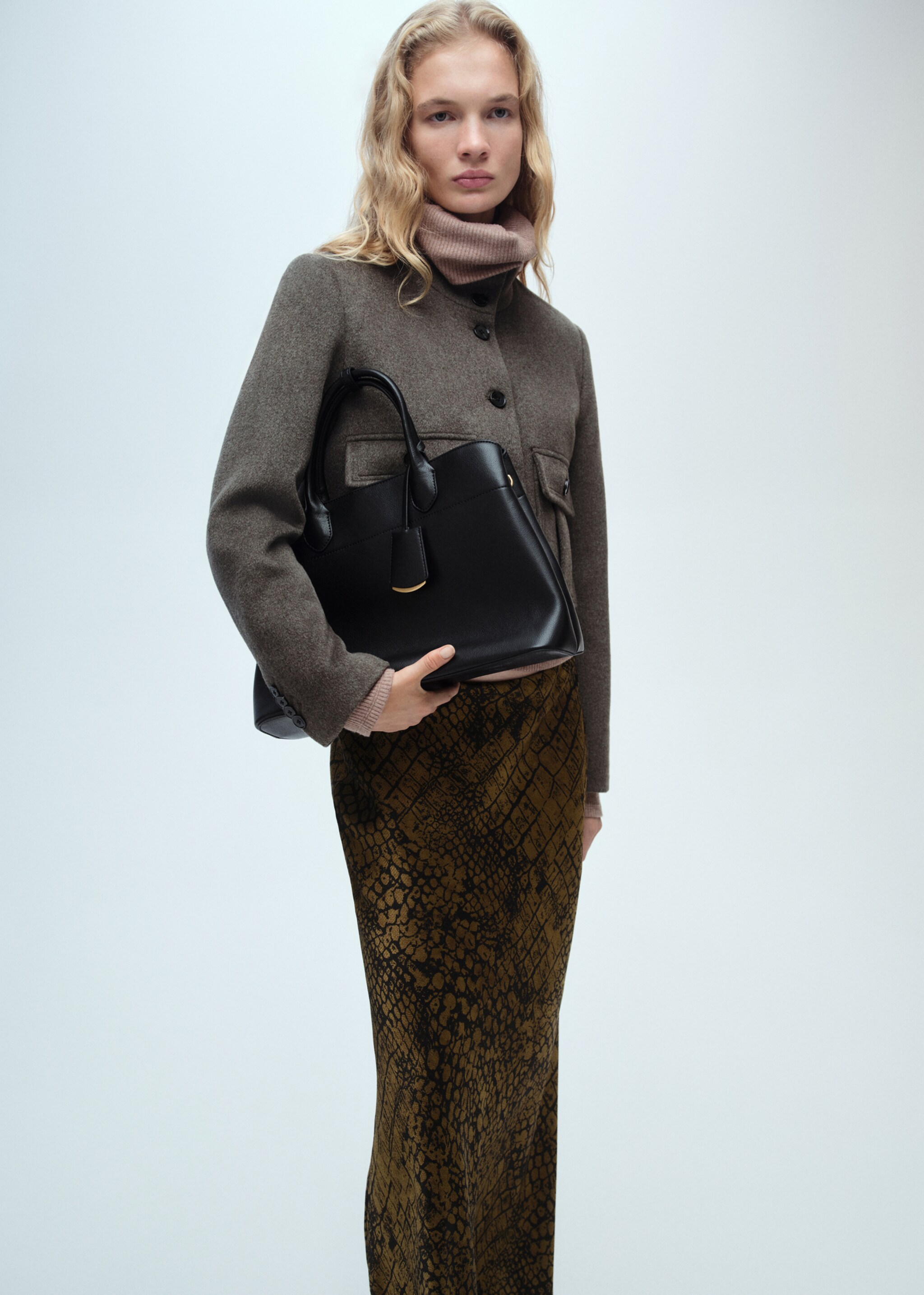 Coco print flared skirt - Details of the article 1, Brown. Ref: 87090609-00.