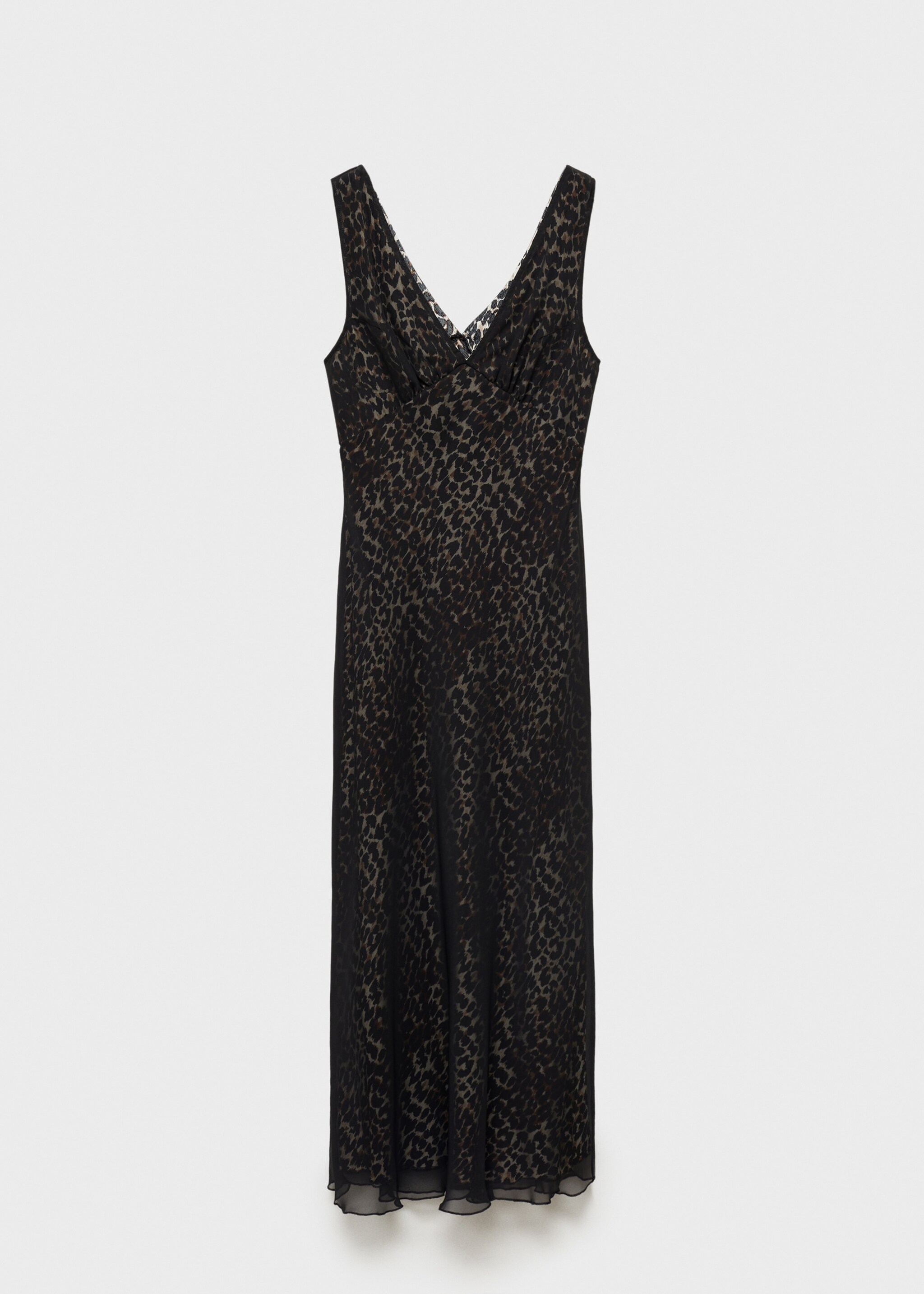 Animal-print v-neck dress - Article without model, Black. Ref: 87090613-00.