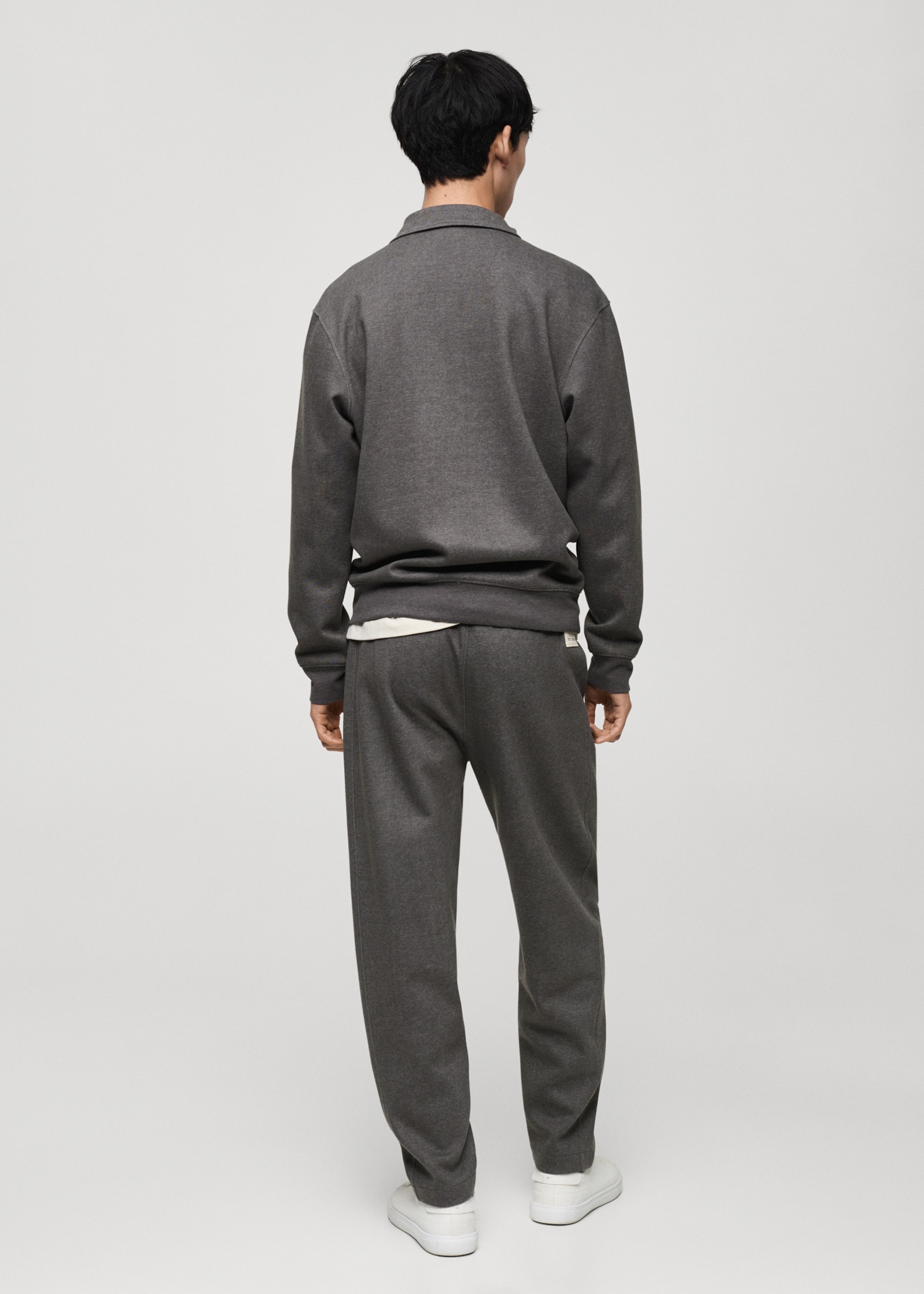 Polo sweatshirt with embroidery detail - Reverse of the article, Medium Heather Grey. Ref: 87090614-00.