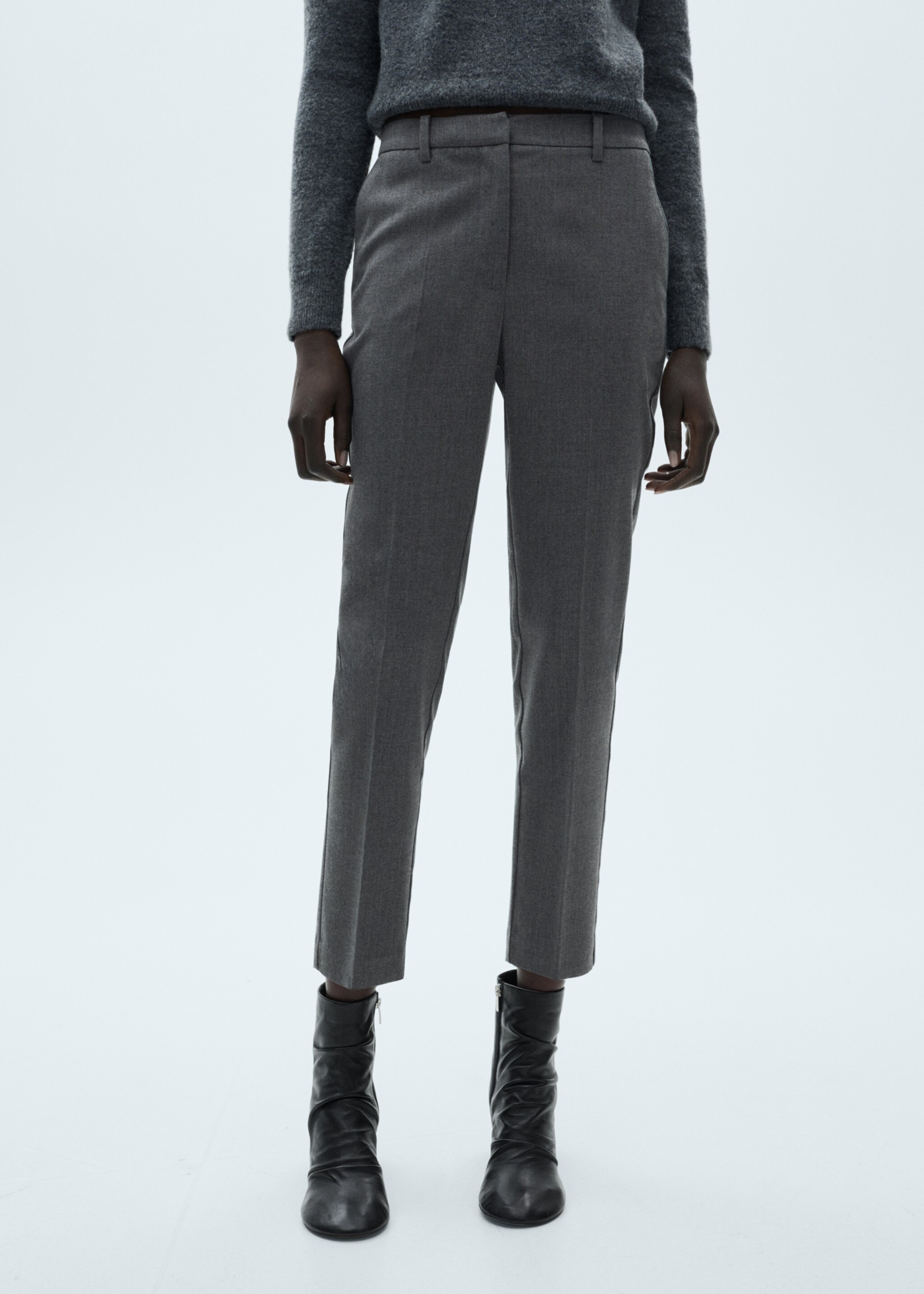 Crop skinny trousers - Medium plane, Grey. Ref: 87090615-00.