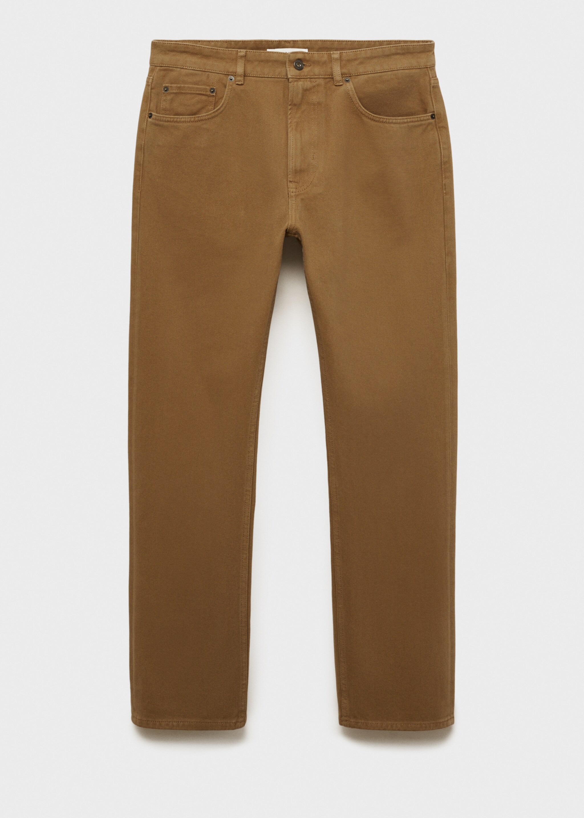 Texans cotó straight fit - Article sense model, Marró mitjà. Ref: 87090617-00.