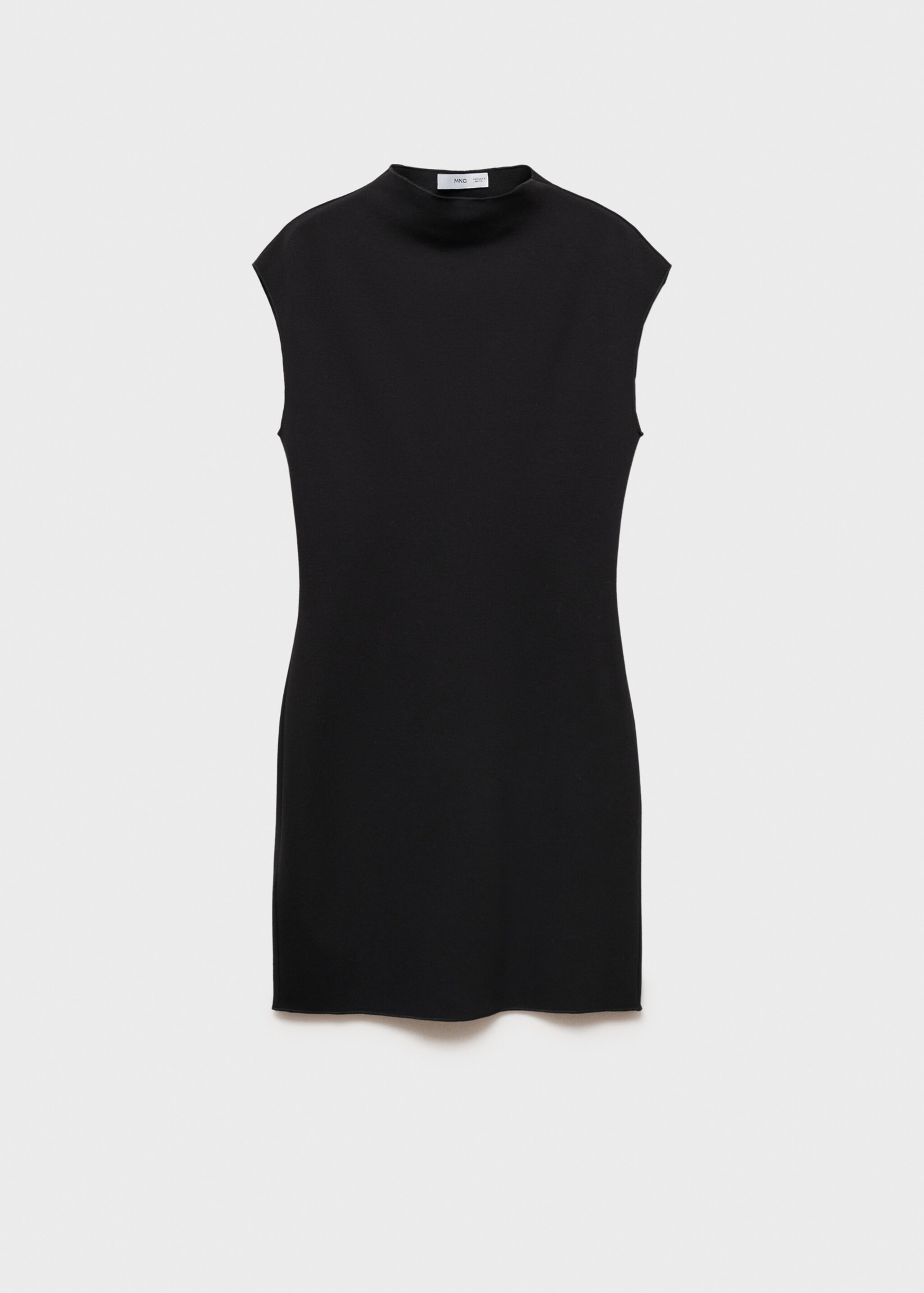 Perkins-neck knitted dress - Article without model, Black. Ref: 87090624-00.