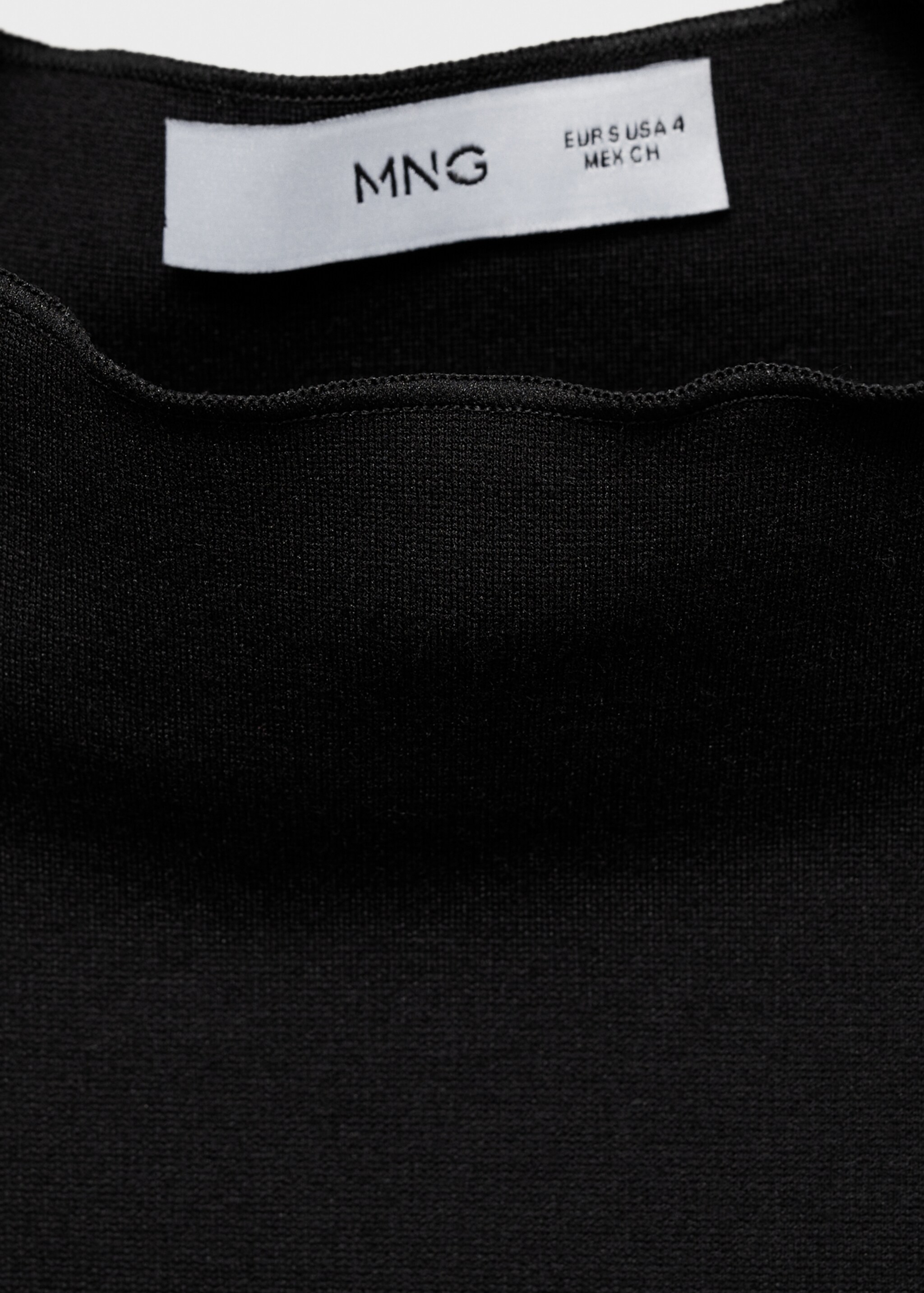 Perkins-neck knitted dress - Details of the article 8, Black. Ref: 87090624-00.