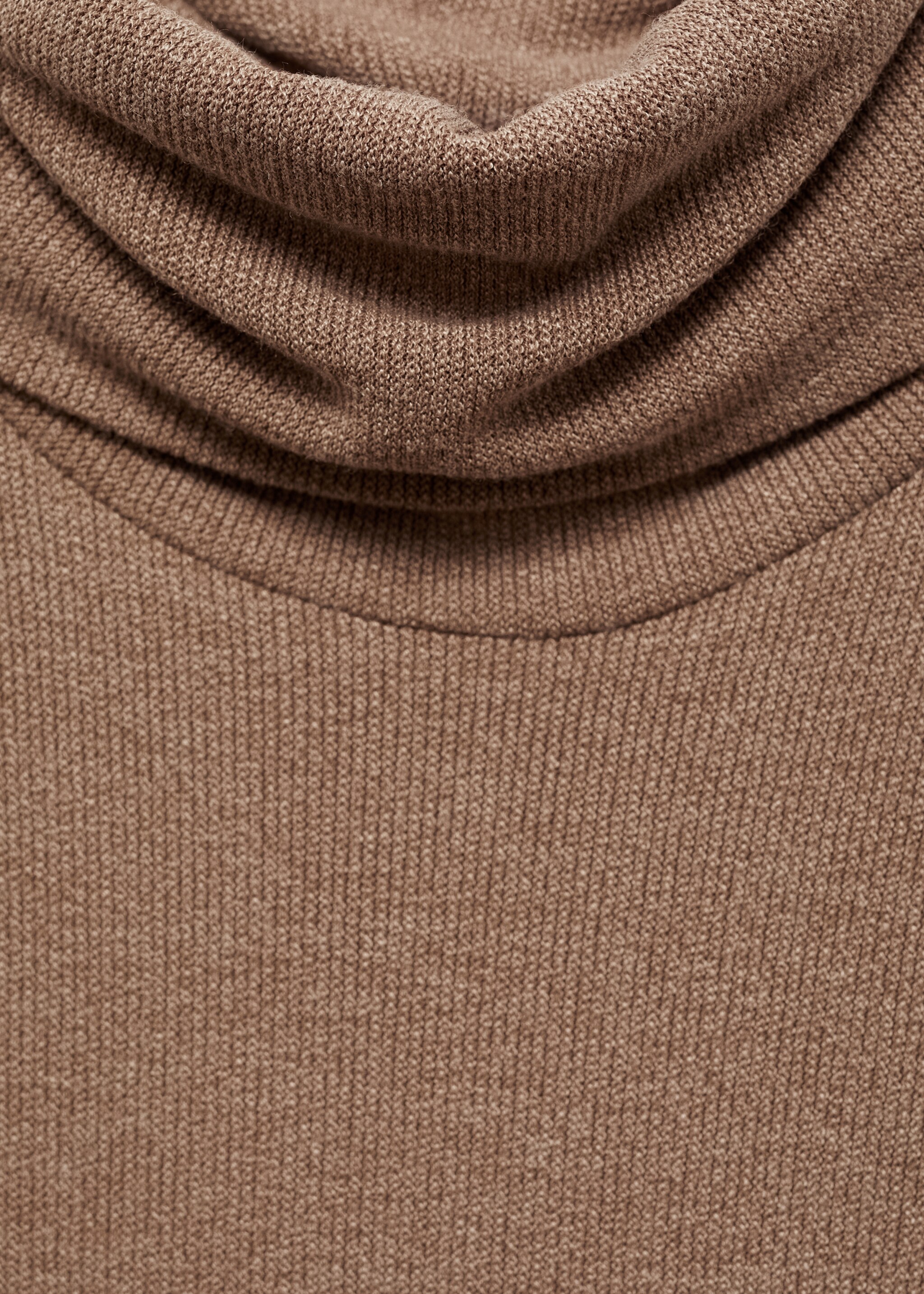 Knitted turtleneck dress - Details of the article 8, Brown. Ref: 87090625-00.