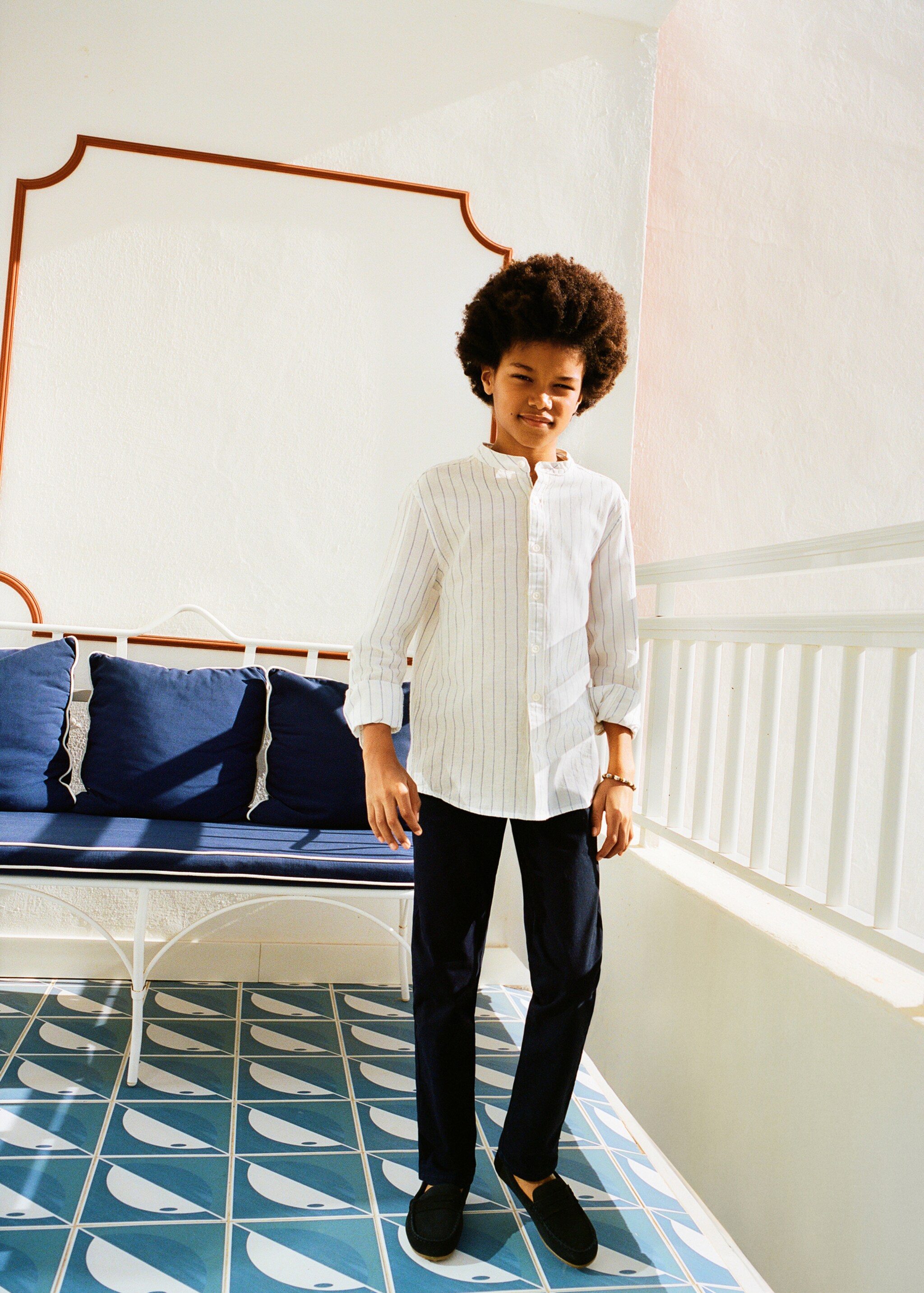 Cotton chinos - Details of the article 5, Dark Navy. Ref: 87090626-00.