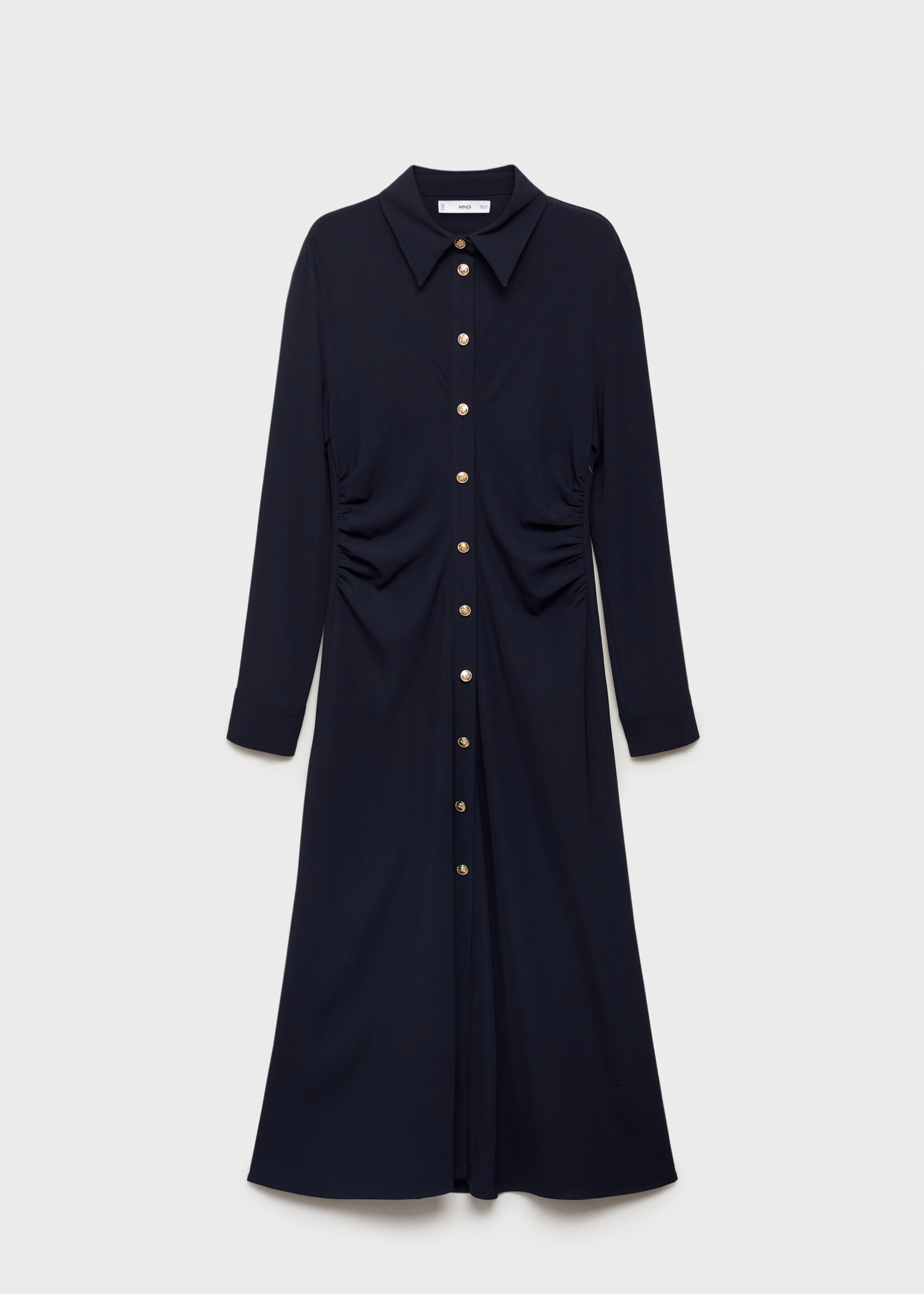 Midi-dress with draped waist - Article without model, Dark Navy. Ref: 87090629-00.