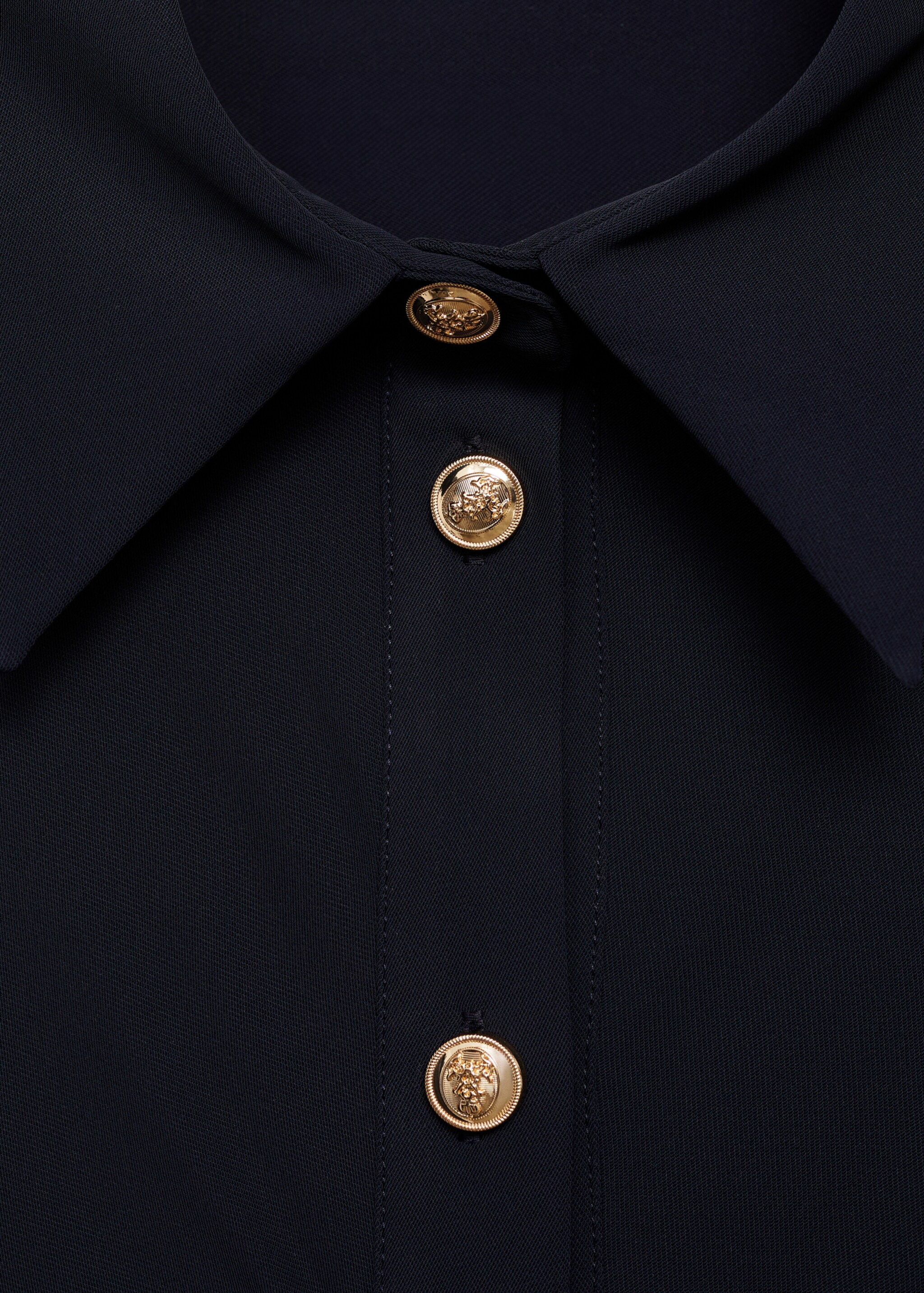 Midi-dress with draped waist - Details of the article 8, Dark Navy. Ref: 87090629-00.