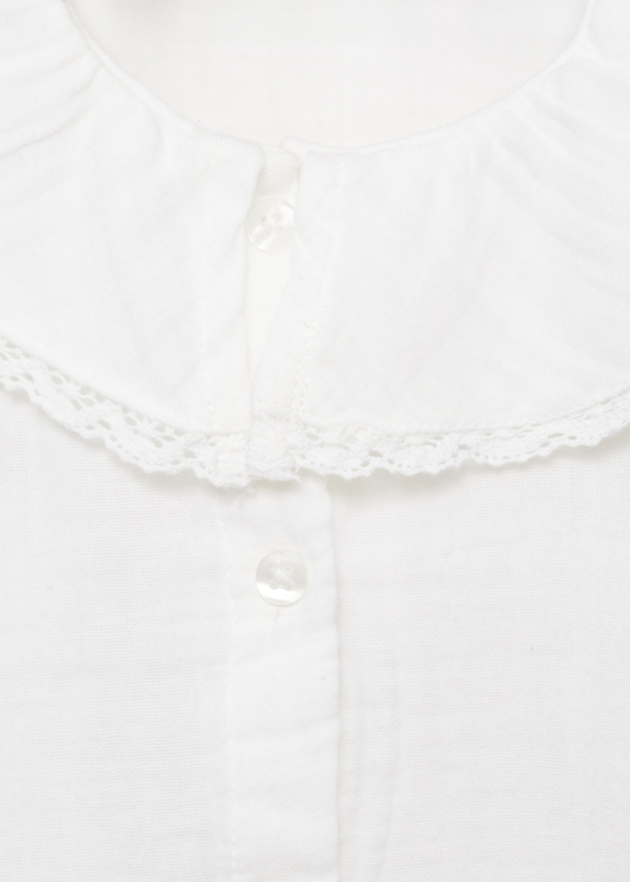 Cheesecloth cotton blouse - Details of the article 8, White. Ref: 87090631-00.