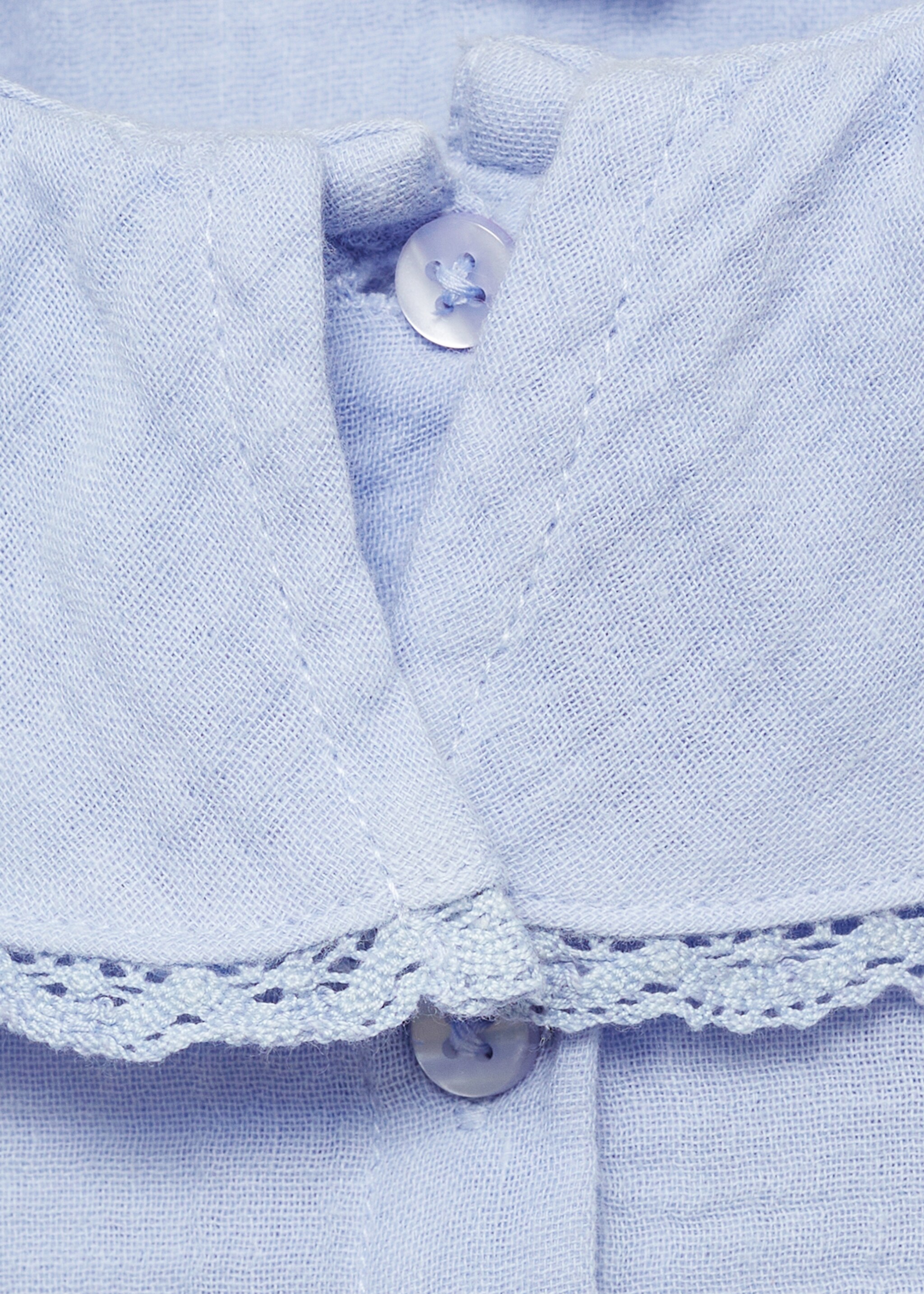 Cheesecloth cotton blouse - Details of the article 8, Sky Blue. Ref: 87090631-00.