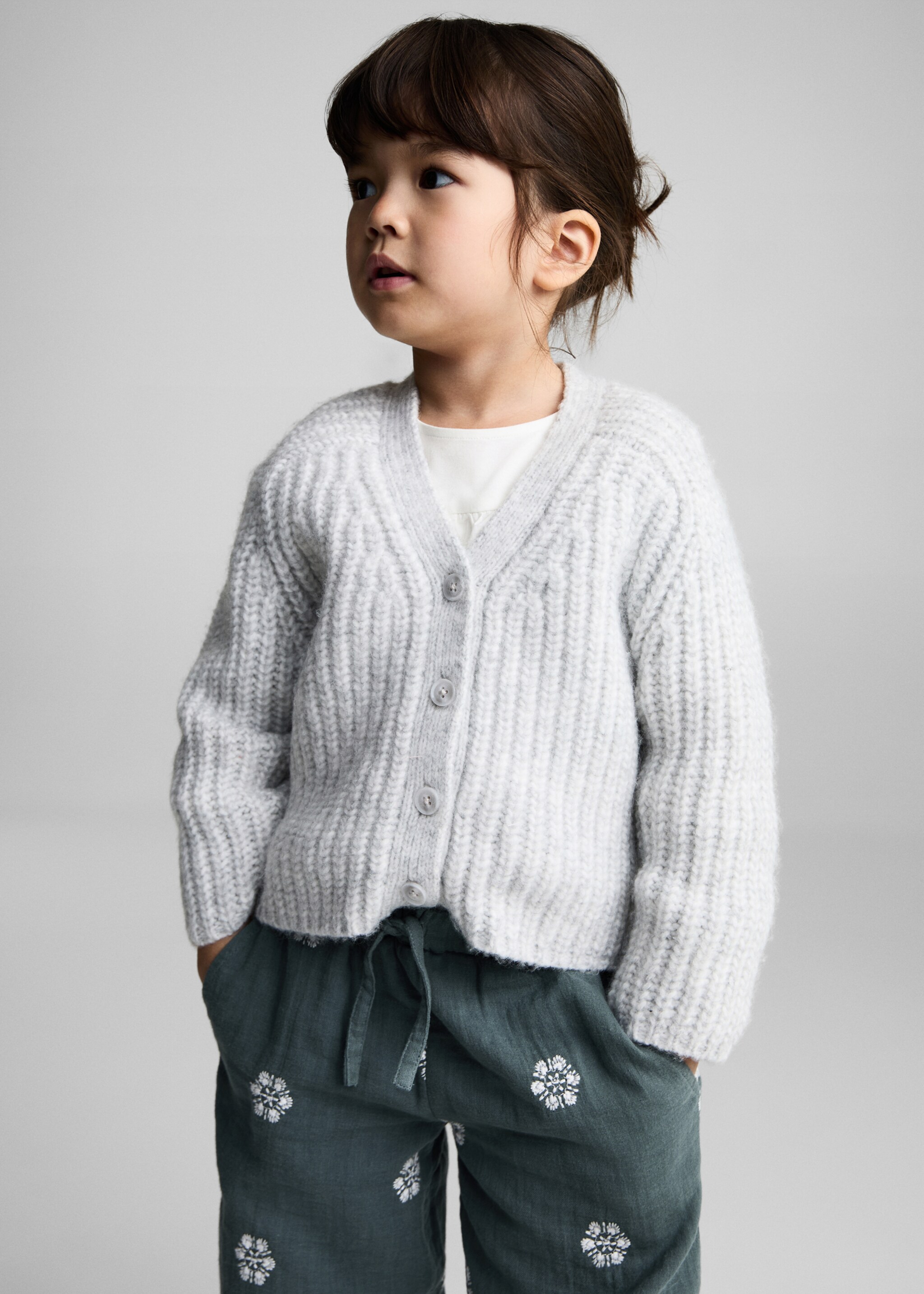 Broderad bomullsbyxa - Bild av mittparti, Grön. Ref: 87090635-00.