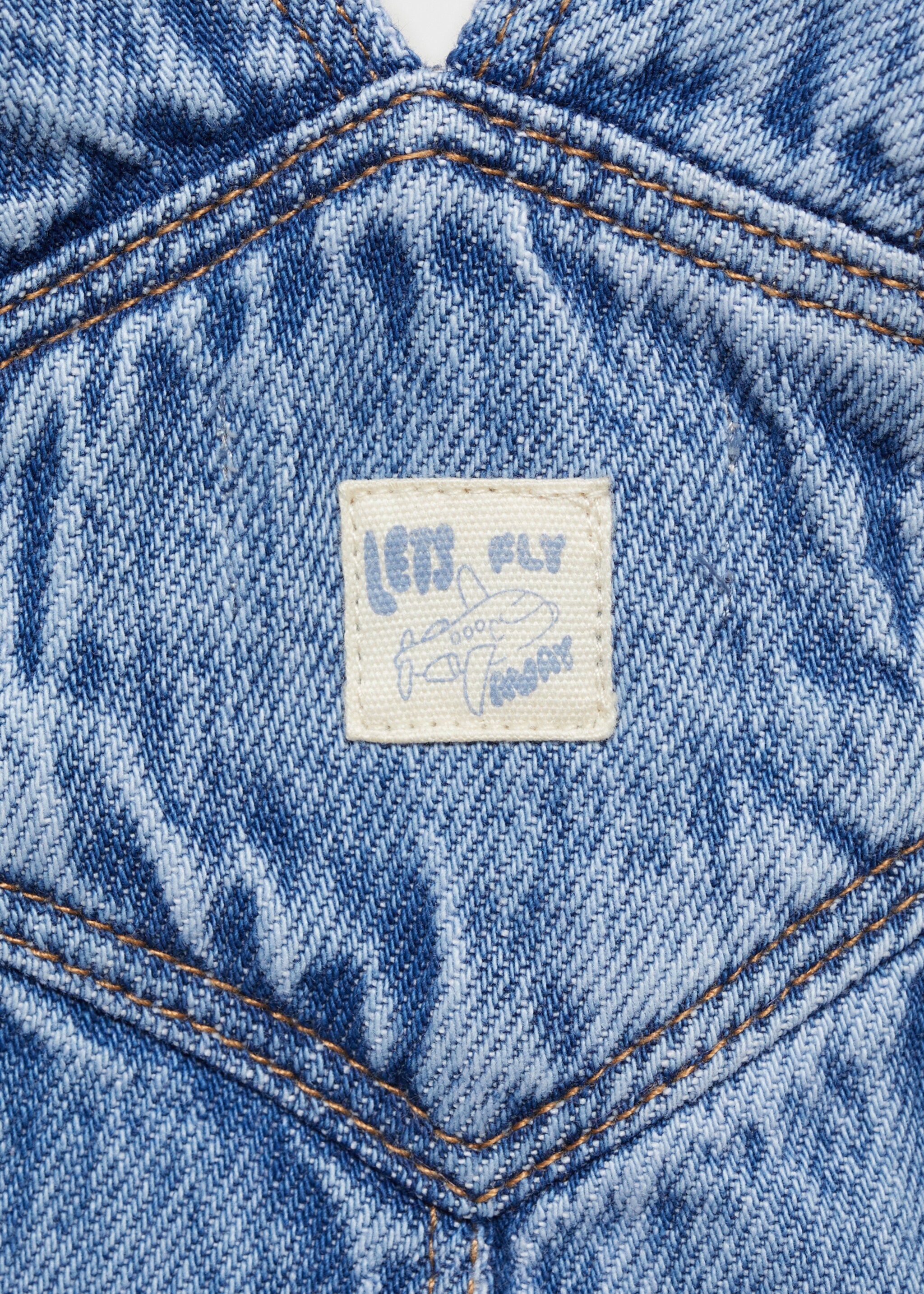 Long denim overalls with pocket - Details of the article 0, Light Blue. Ref: 87090639-00.