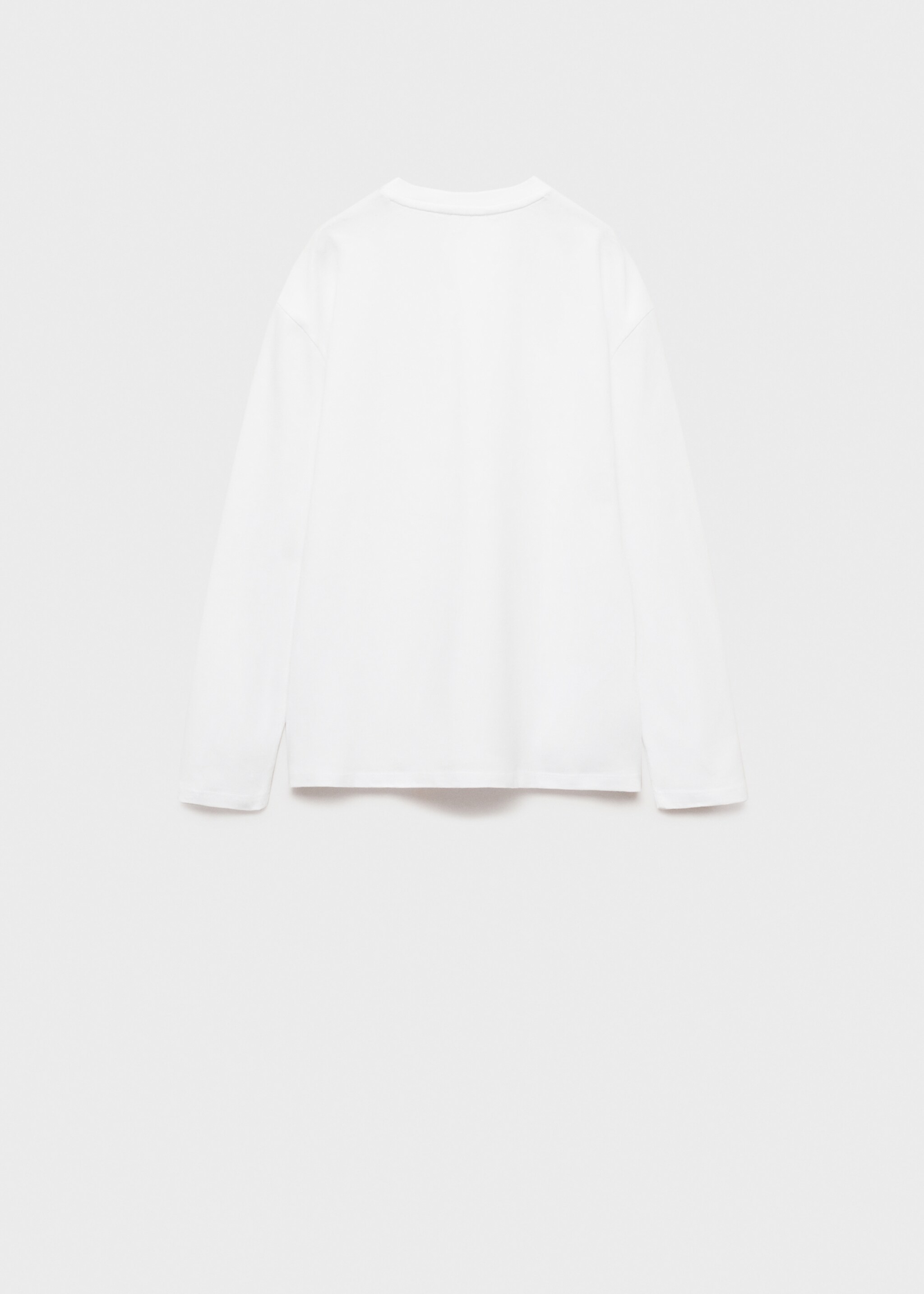 Katoenen T-shirt met lange mouwen - Achterkant van het artikel, Gebroken wit. Ref: 87090647-00.