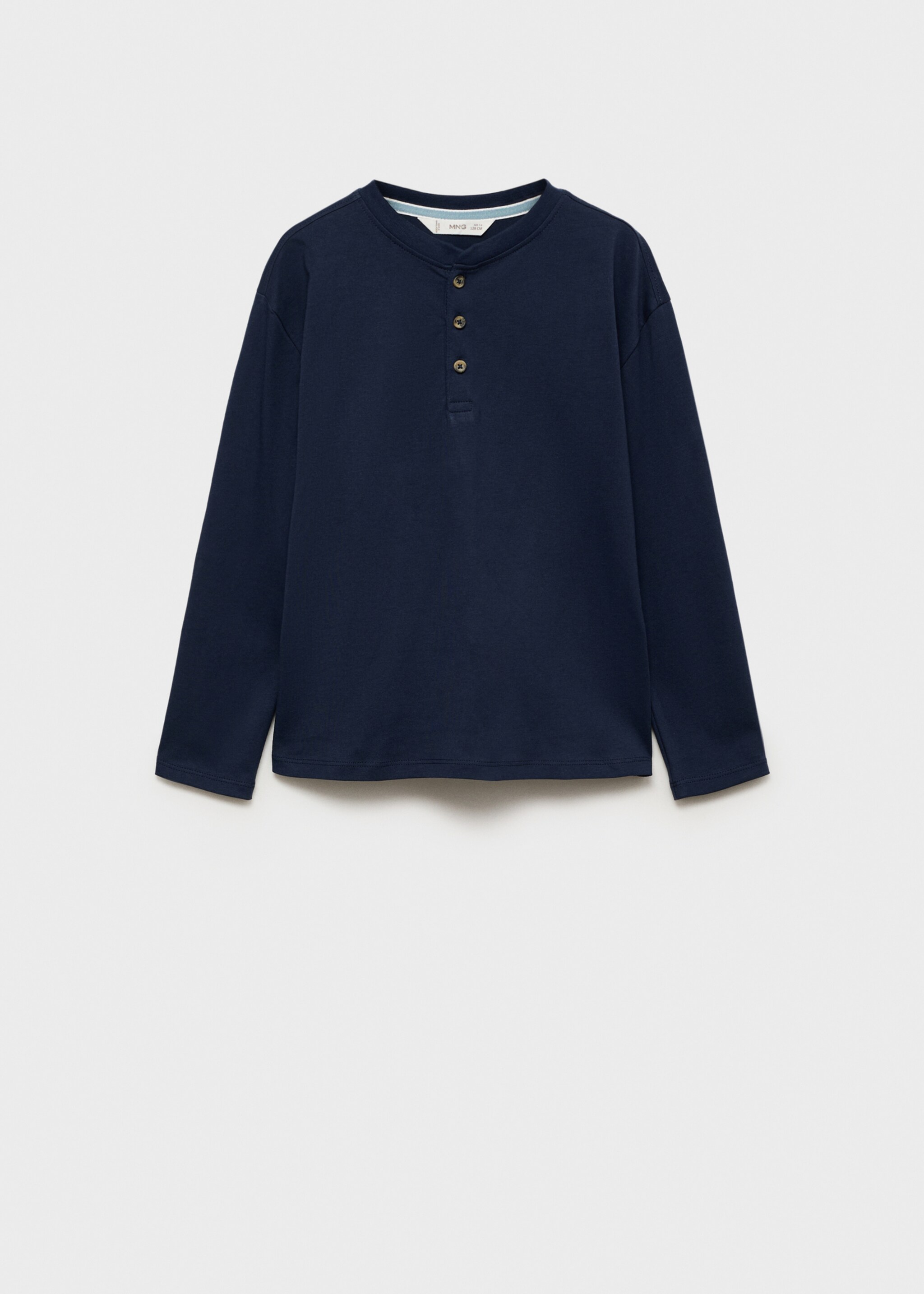 Long sleeve cotton t-shirt - Article without model, Dark Navy. Ref: 87090647-00.