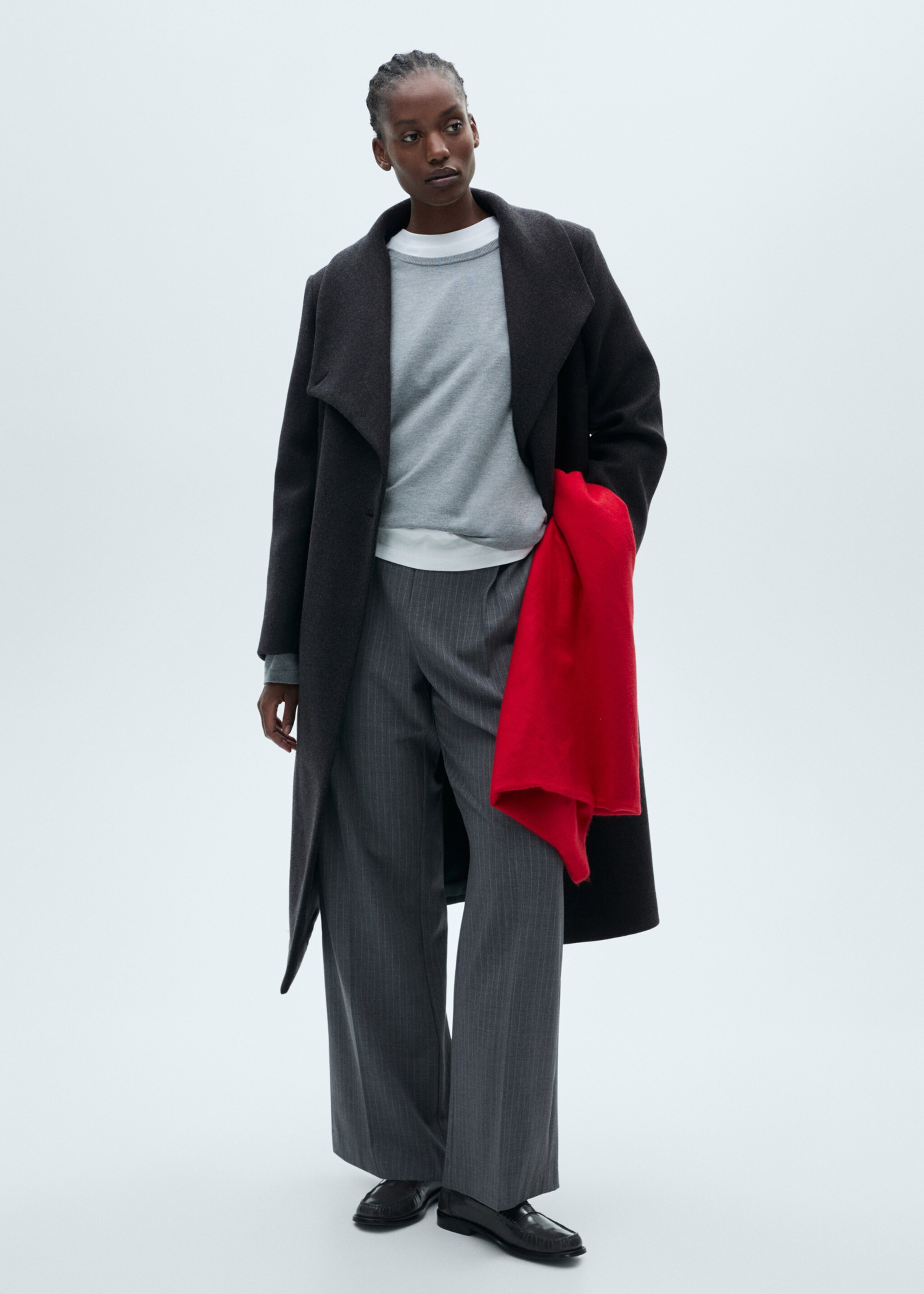 Wollen jas met ceintuur - Detail van het artikel 3, Grijs. Ref: 87090649-00.