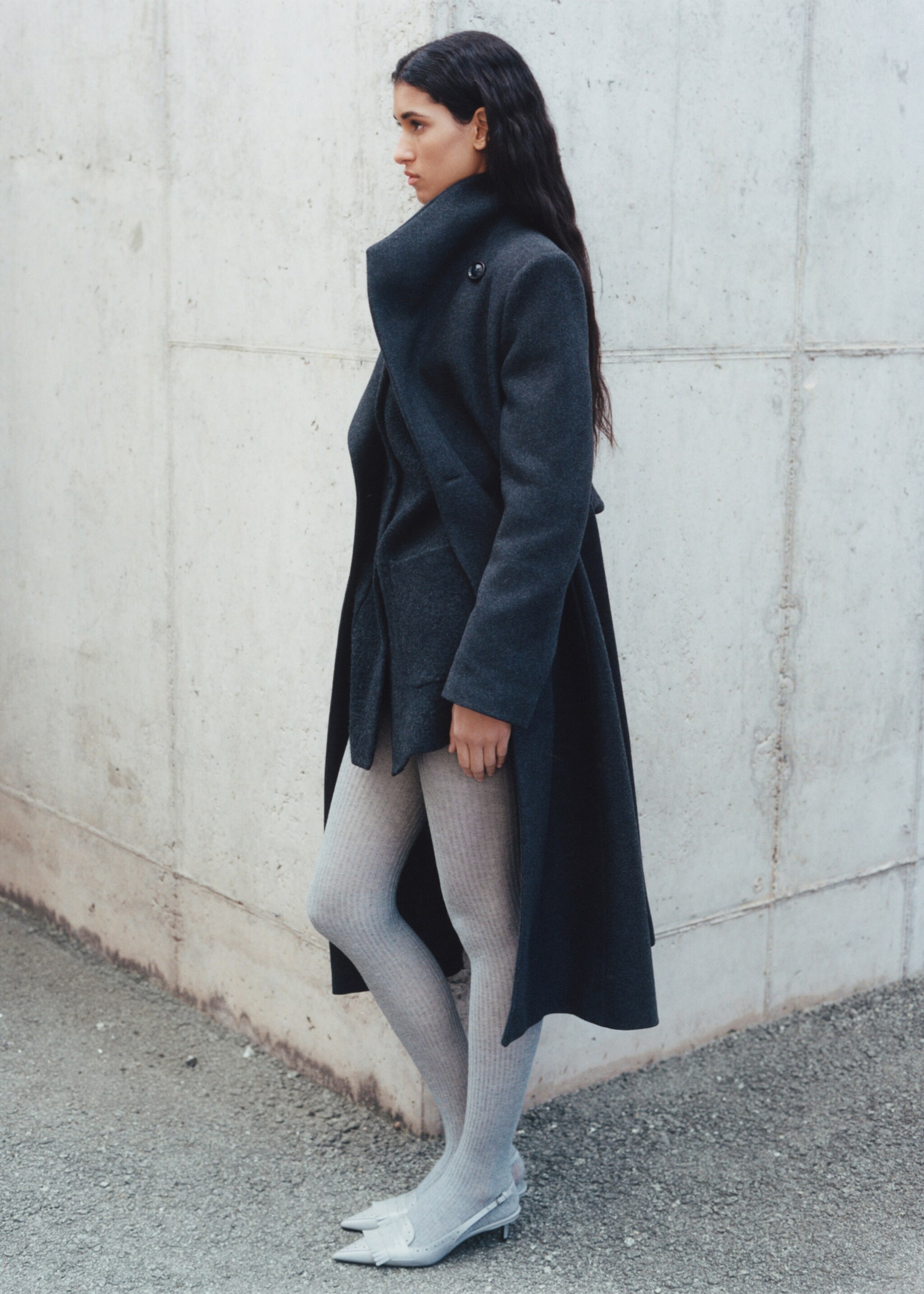 Wollen jas met ceintuur - Detail van het artikel 9, Grijs. Ref: 87090649-00.