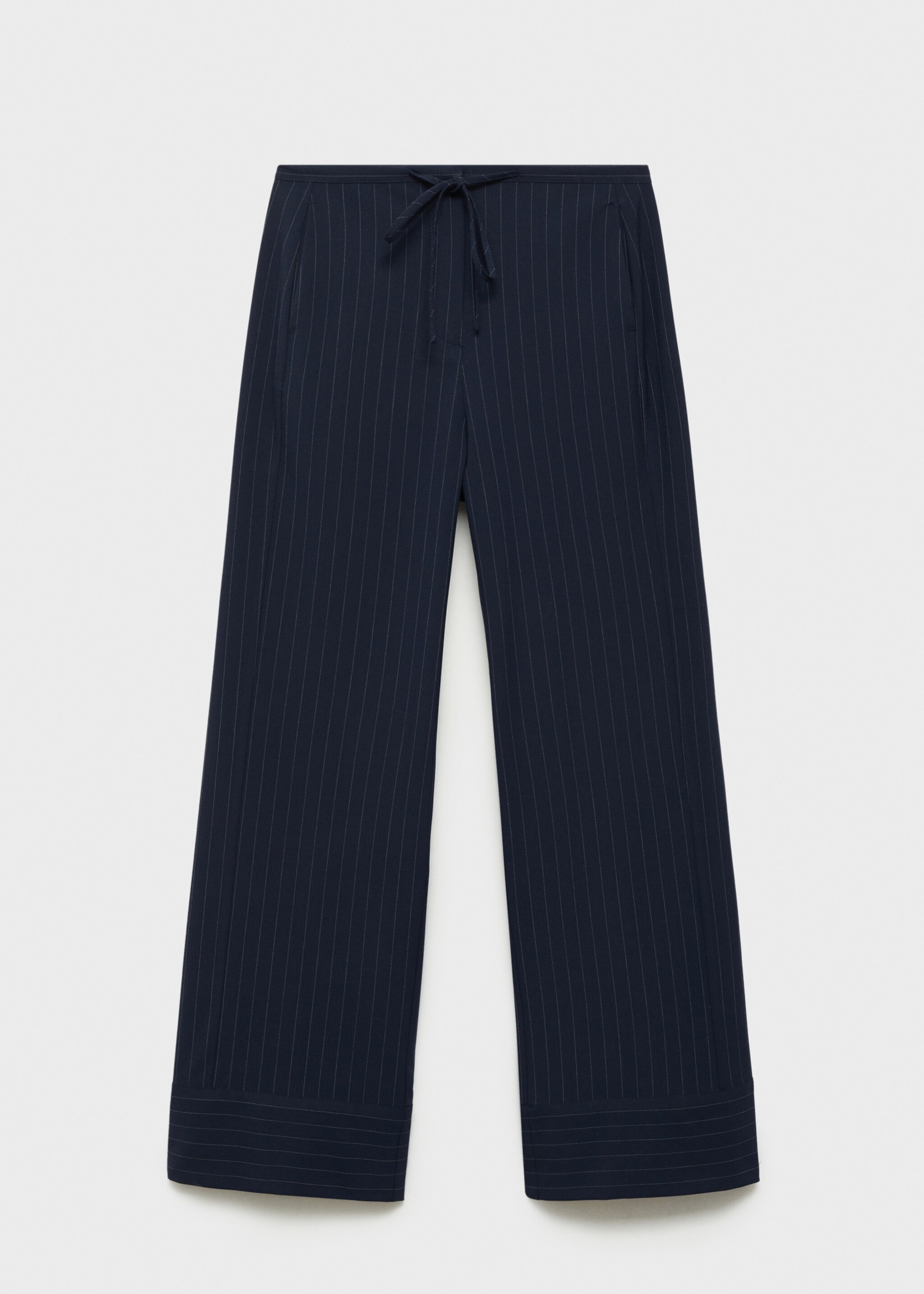 Pantalon droit fines rayures - Article sans modèle, Bleu marine foncé. Ref: 87090651-00.