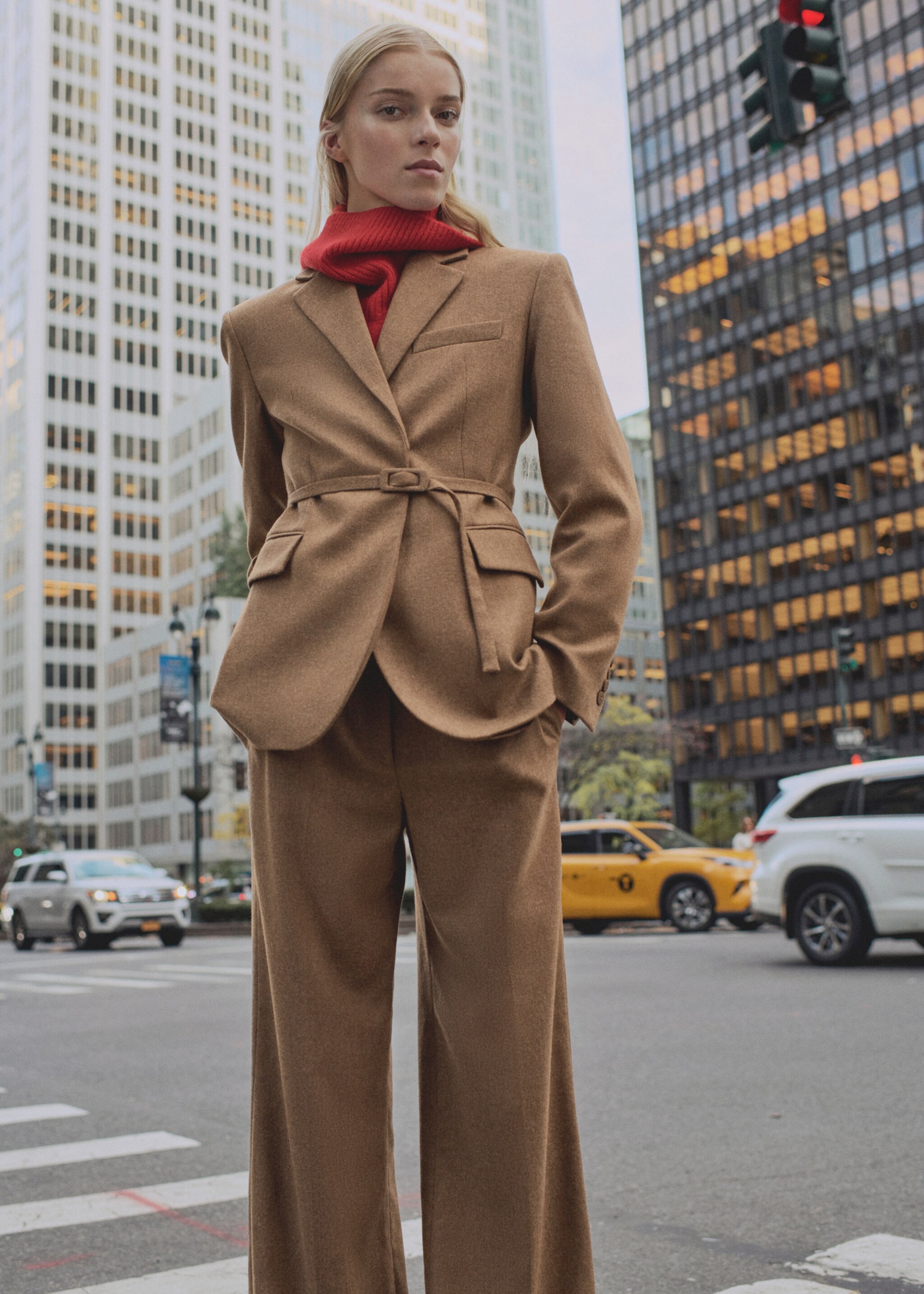 Wool-blend suit pants - Medium plane, Tobacco Brown. Ref: 87090652-00.