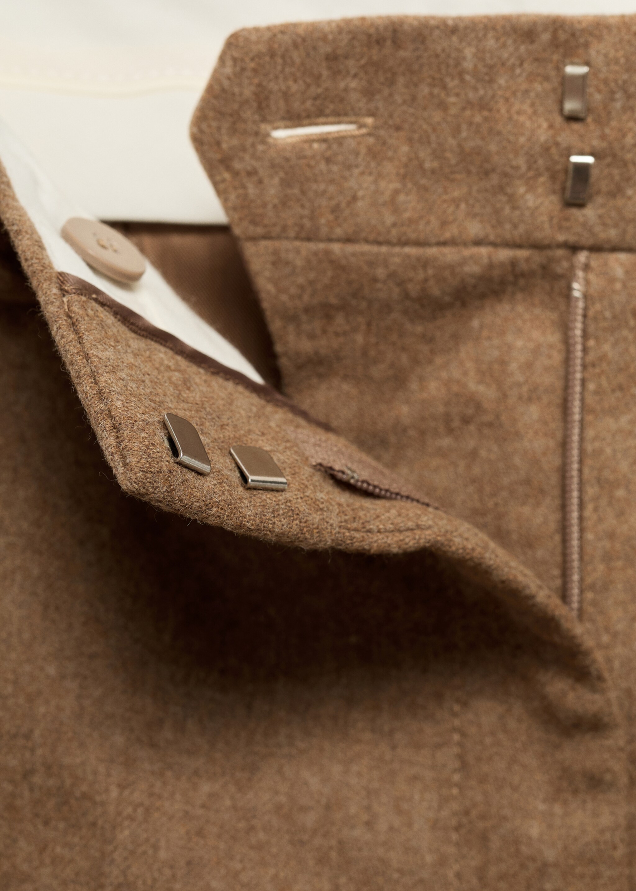 Wool-blend suit pants - Details of the article 0, Tobacco Brown. Ref: 87090652-00.