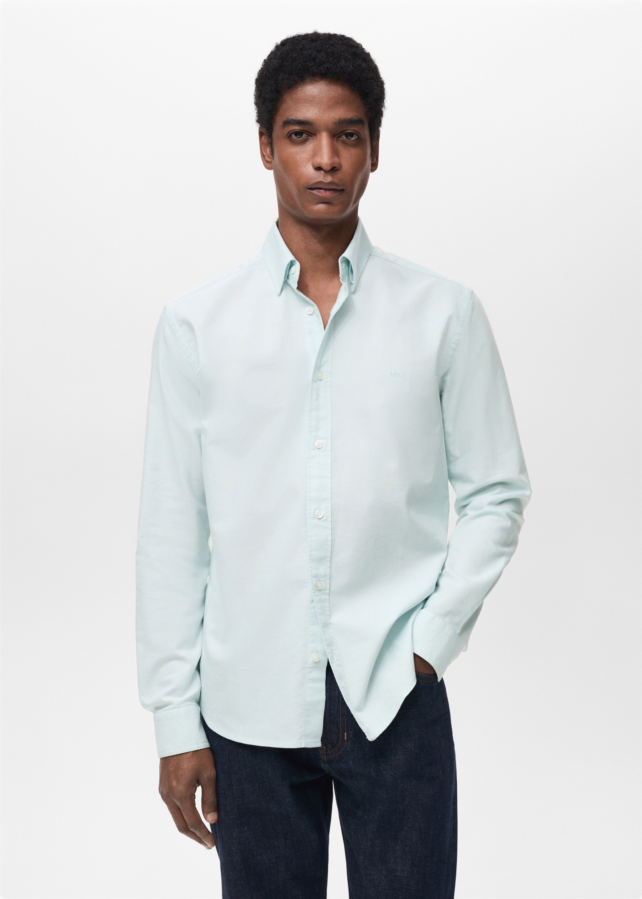 100% cotton Oxford shirt with logo - Medium plane, Pastel Green. Ref: 87090653-00.