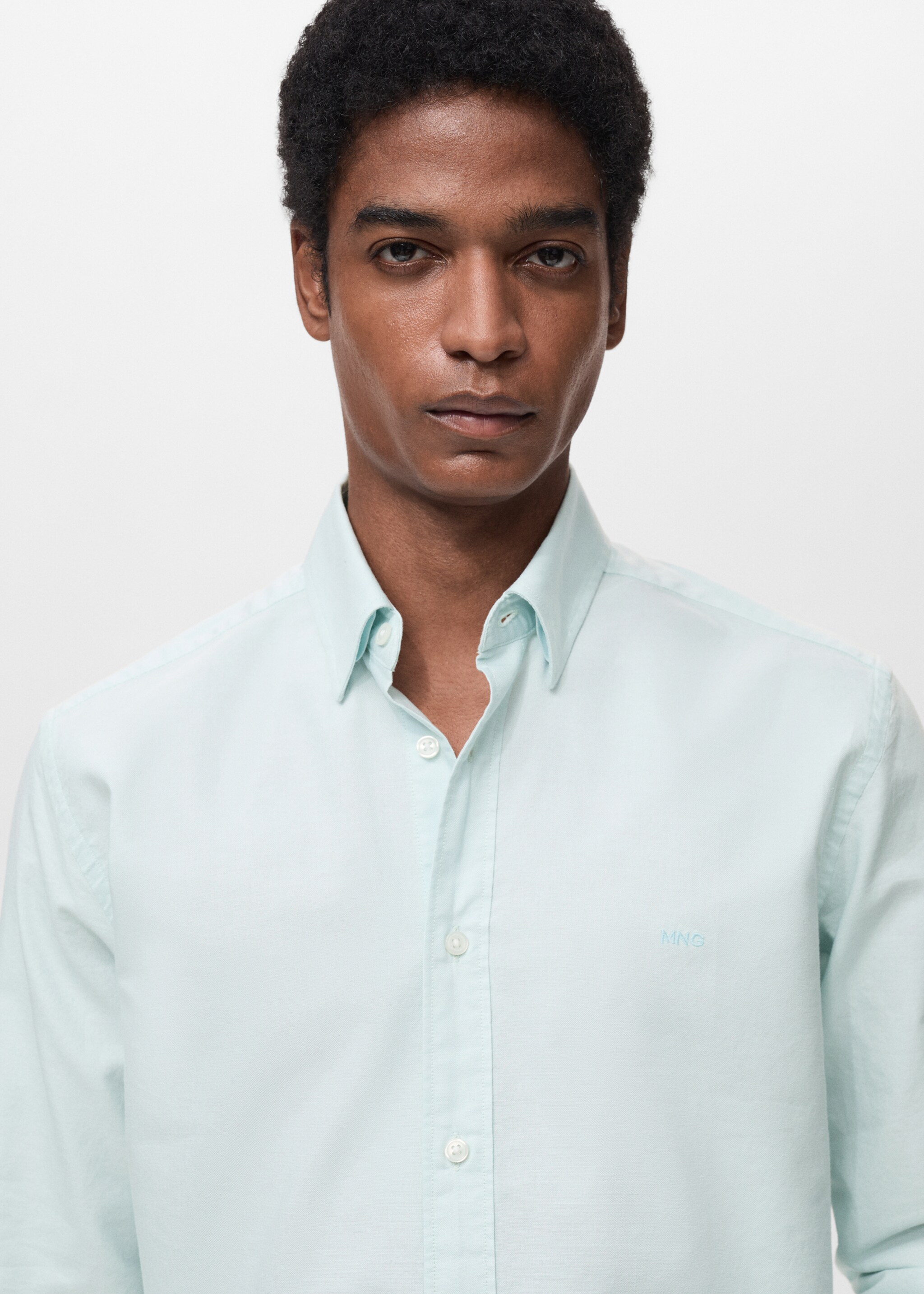 100% cotton Oxford shirt with logo - Details of the article 1, Pastel Green. Ref: 87090653-00.