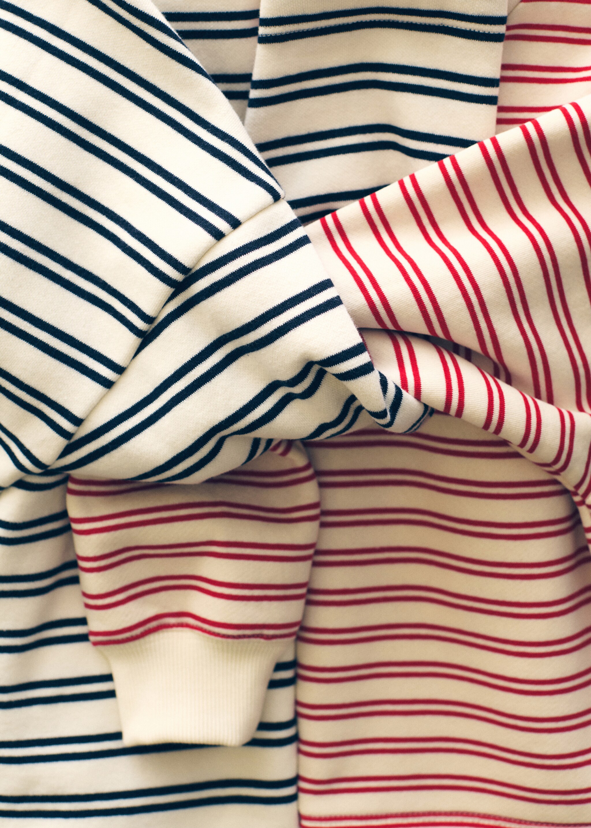 Gestreiftes Baumwoll-Sweatshirt - Detail des Artikels 5, Dunkles Marineblau. Ref: 87090655-00.