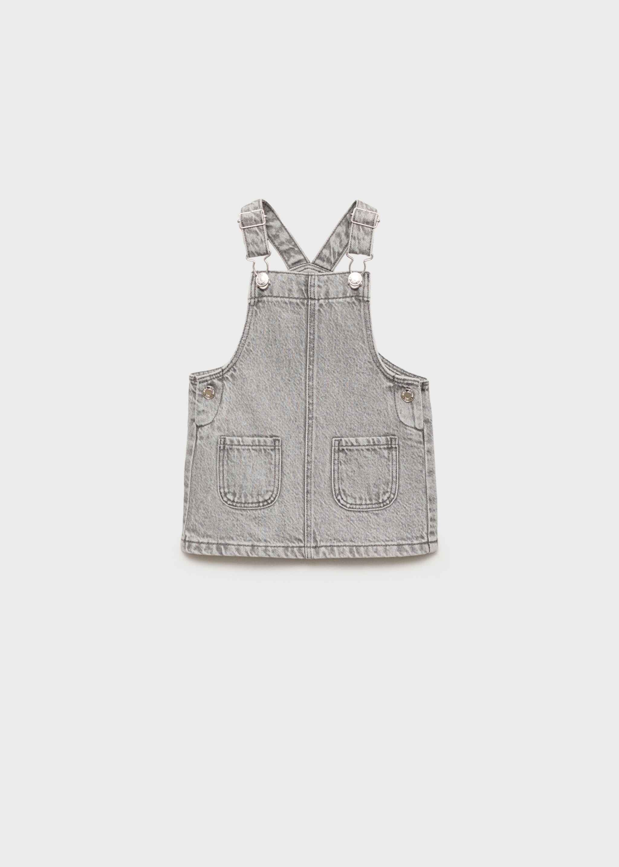 Short denim pinafore - Article without model, Denim Grey. Ref: 87091045-00.
