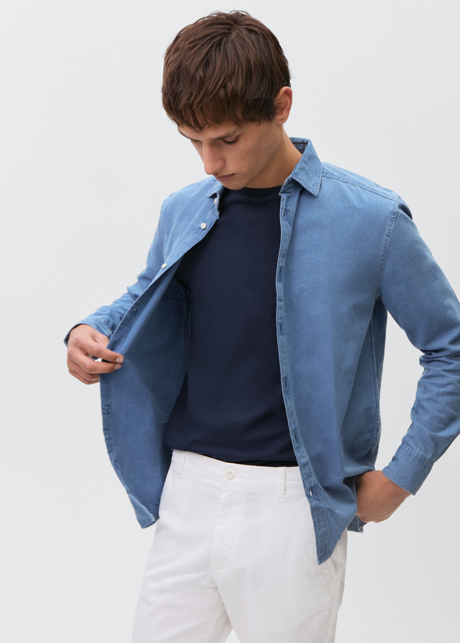 Plain chino trousers - Medium plane