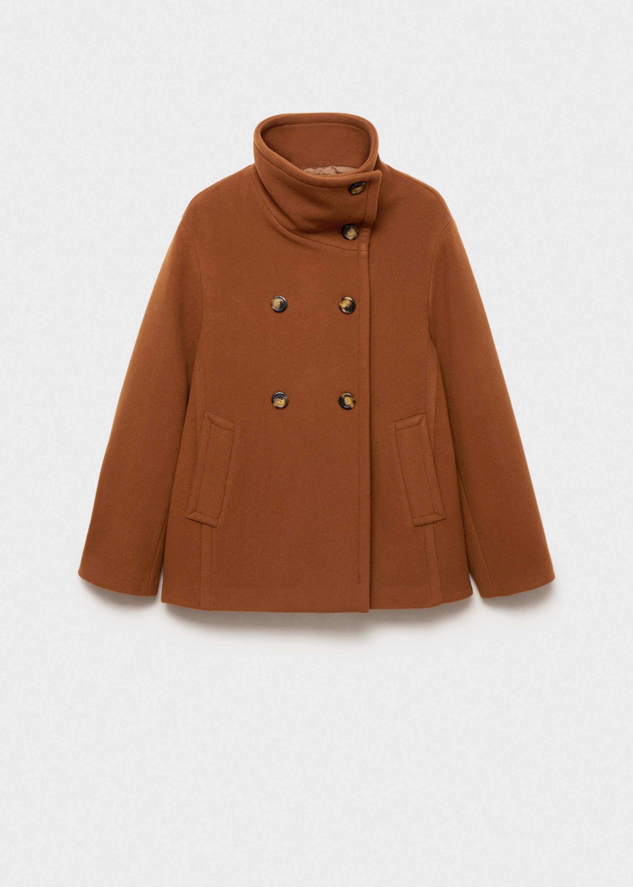 Manteau court laine double boutonnage - Article sans modèle, Marron. Ref: 87091057-00.