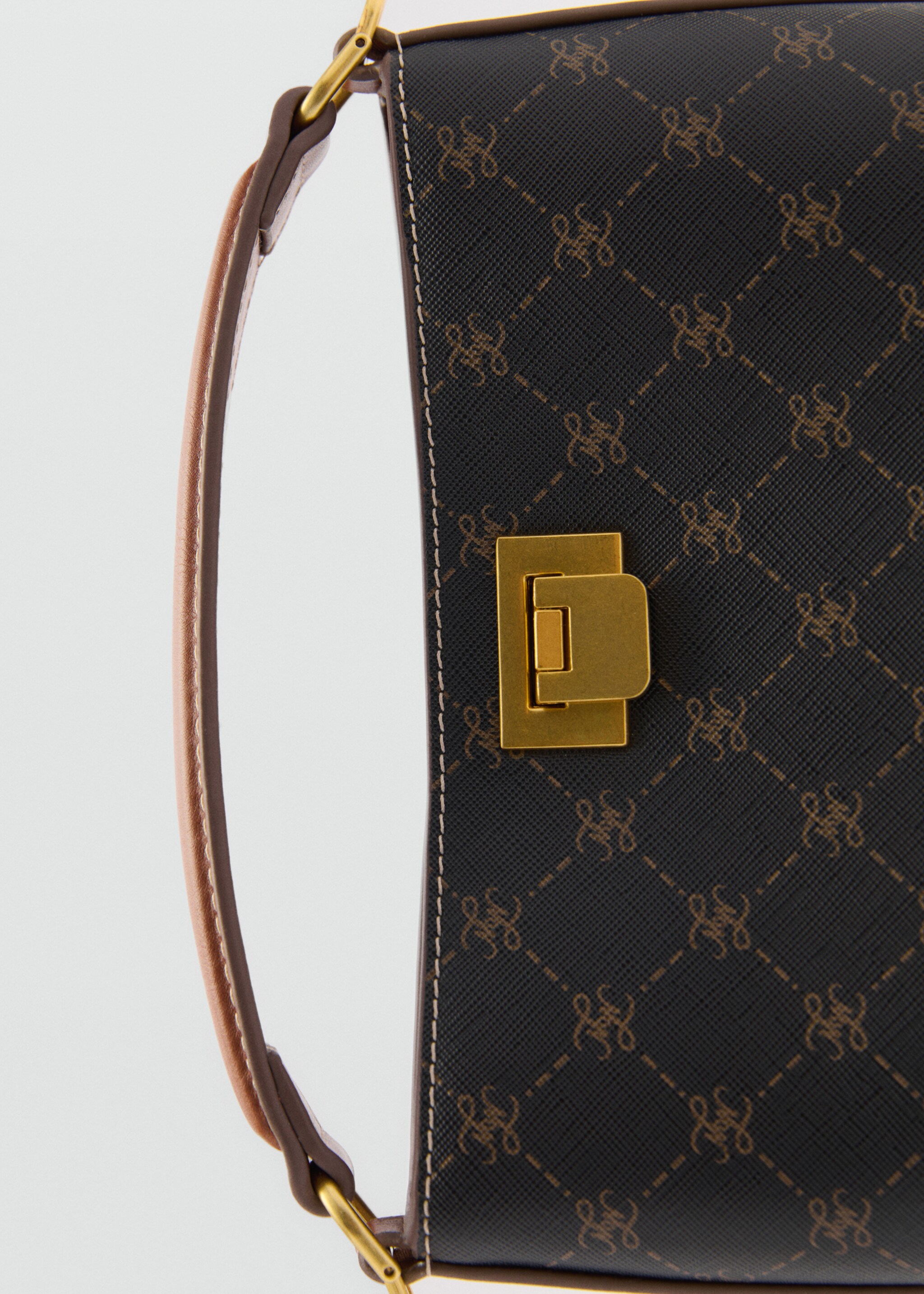 Bolso mini shopper estampado logo - Detalle del artículo 1, Marrón. Ref: 87091515-00.