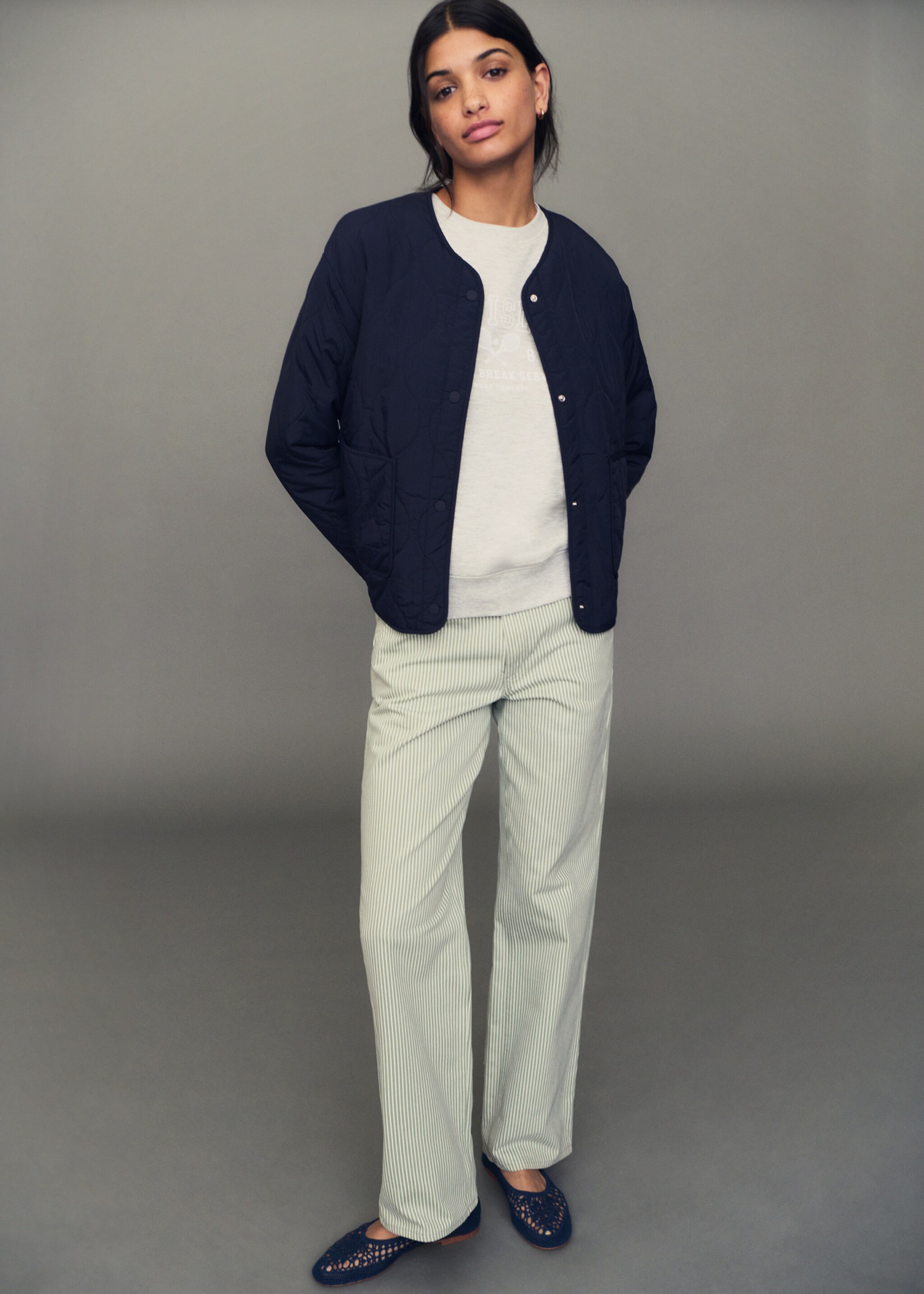 Jean straight-fit à rayures - Détail de l'article 5, Vert pastel. Ref: 87091520-00.