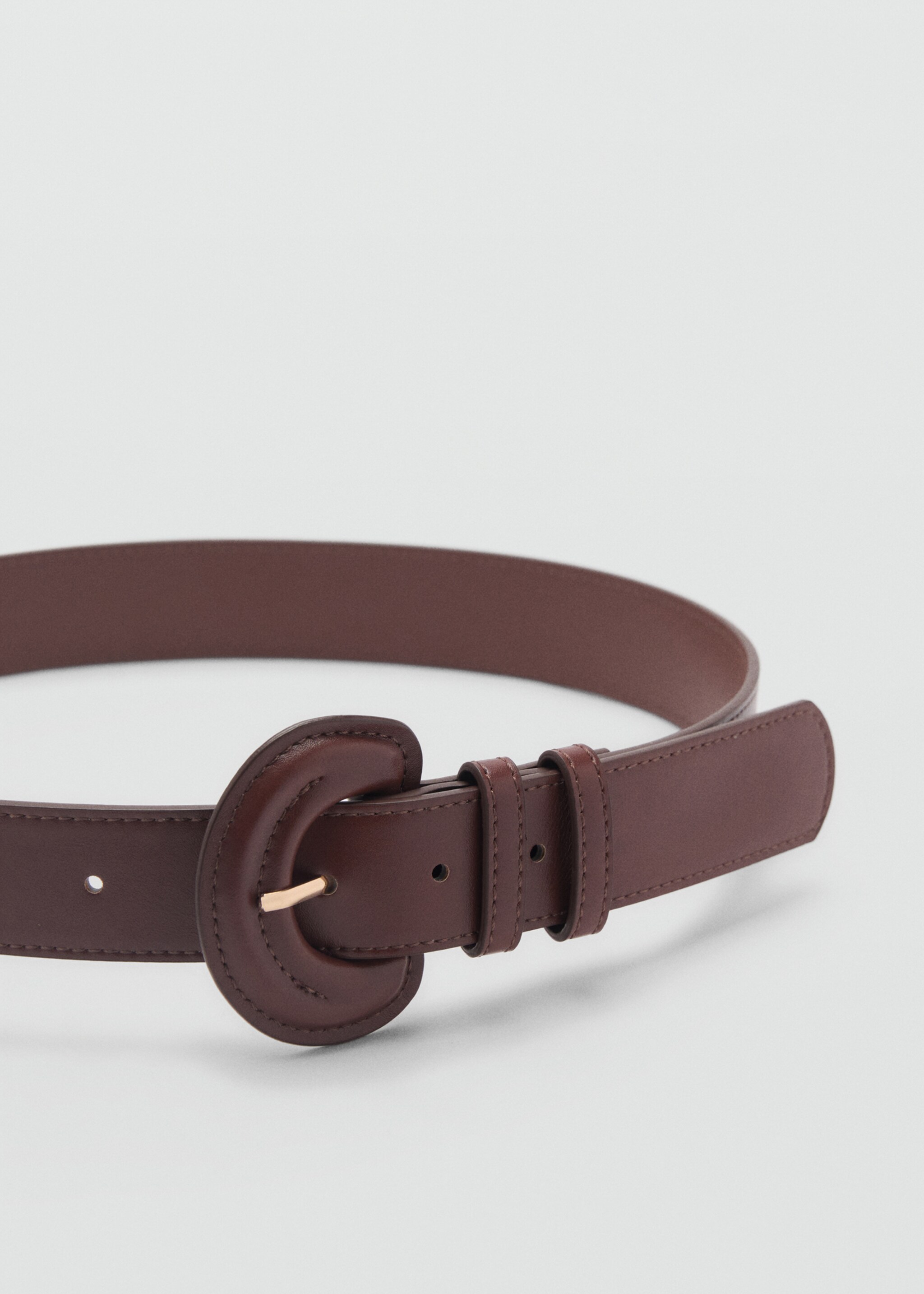 Oval buckle belt - Medium plane, Brown. Ref: 87092535-00.