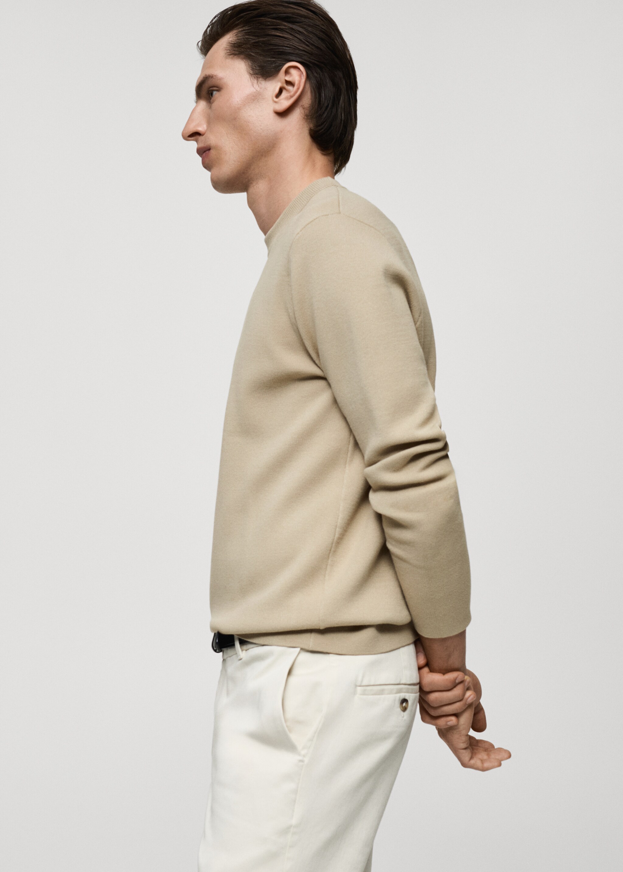 Medium-knit regular-fit sweater - Details of the article 2, Beige. Ref: 87092889-00.