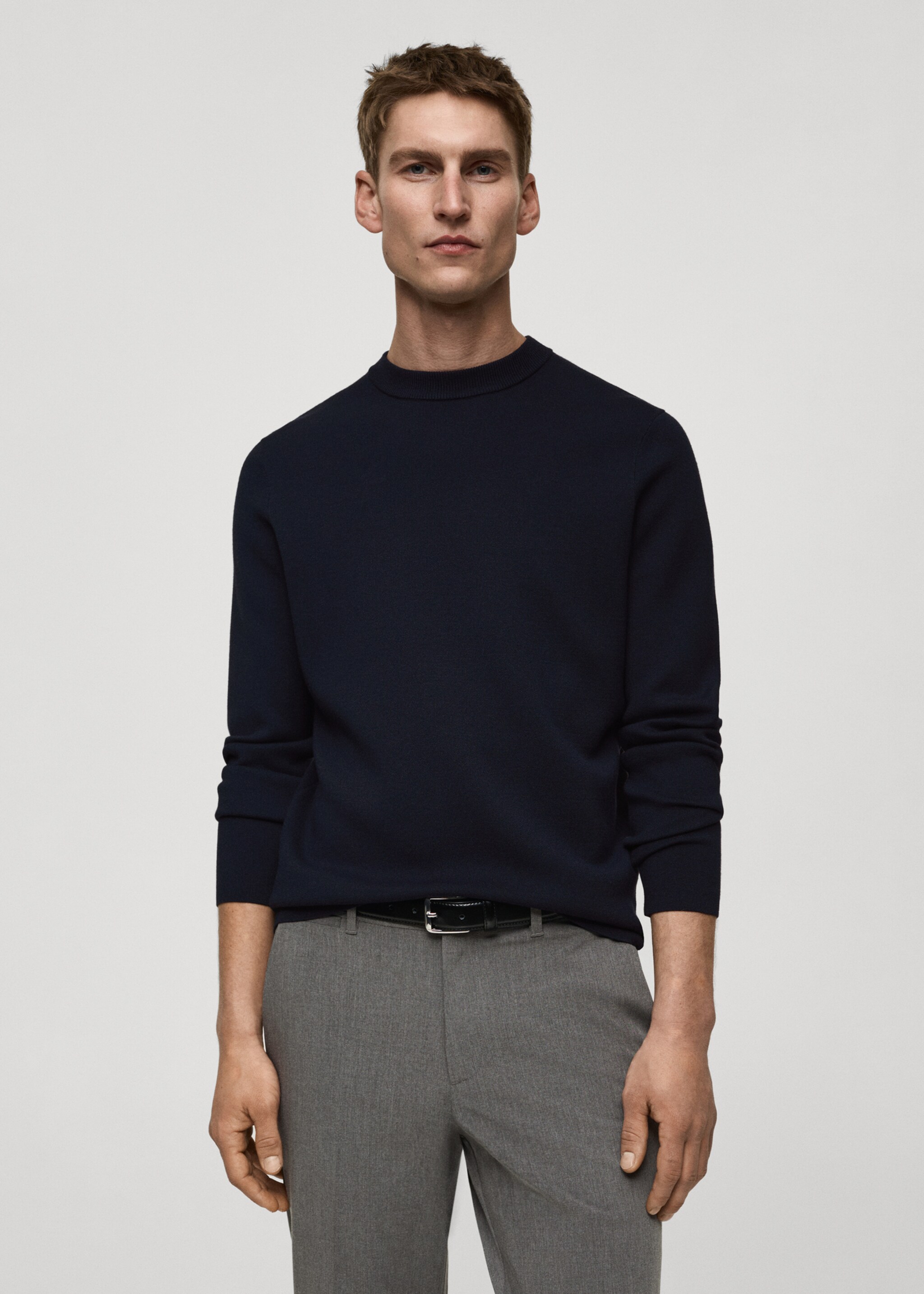 Medium-knit regular-fit sweater - Medium plane, Dark Navy. Ref: 87092889-00.