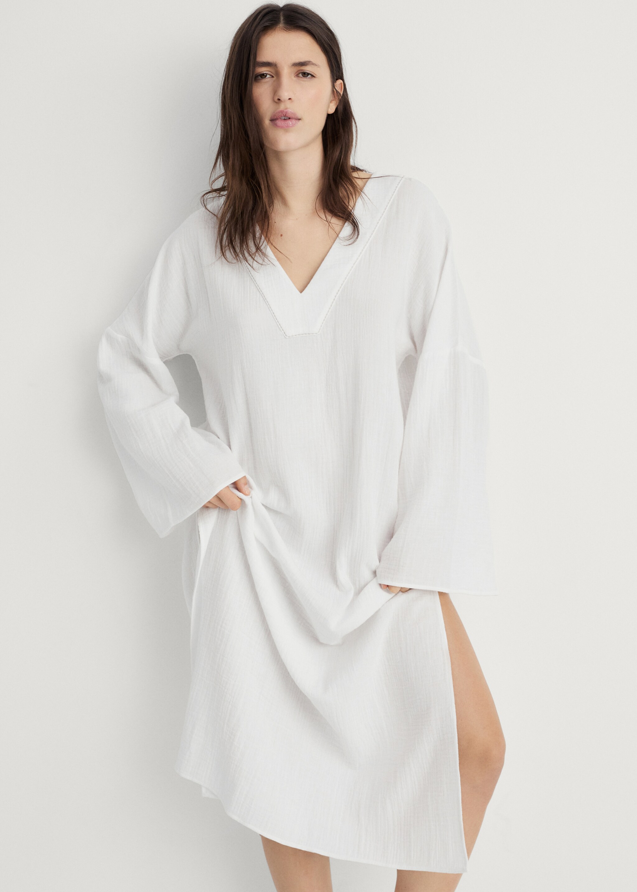 Oversized pyjama caftan - Medium plane, White. Ref: 87092891-00.