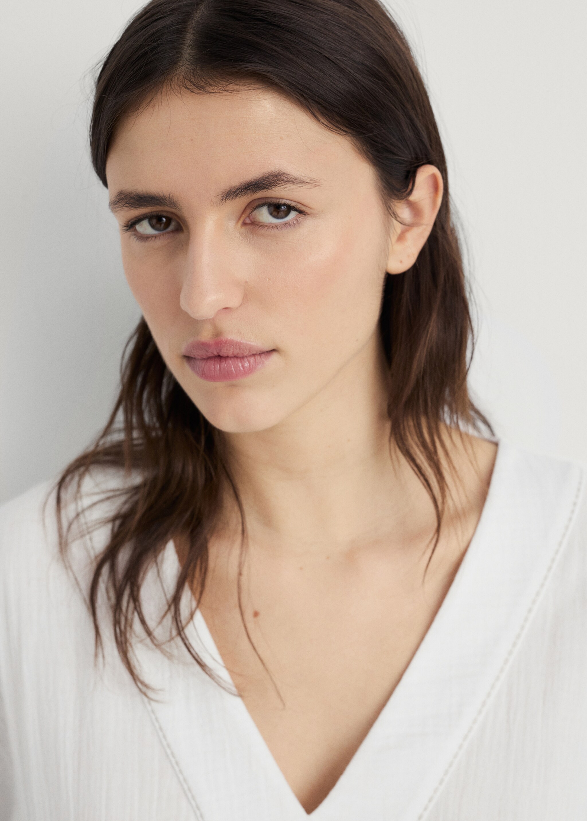 Oversized pyjama caftan - Details of the article 1, White. Ref: 87092891-00.