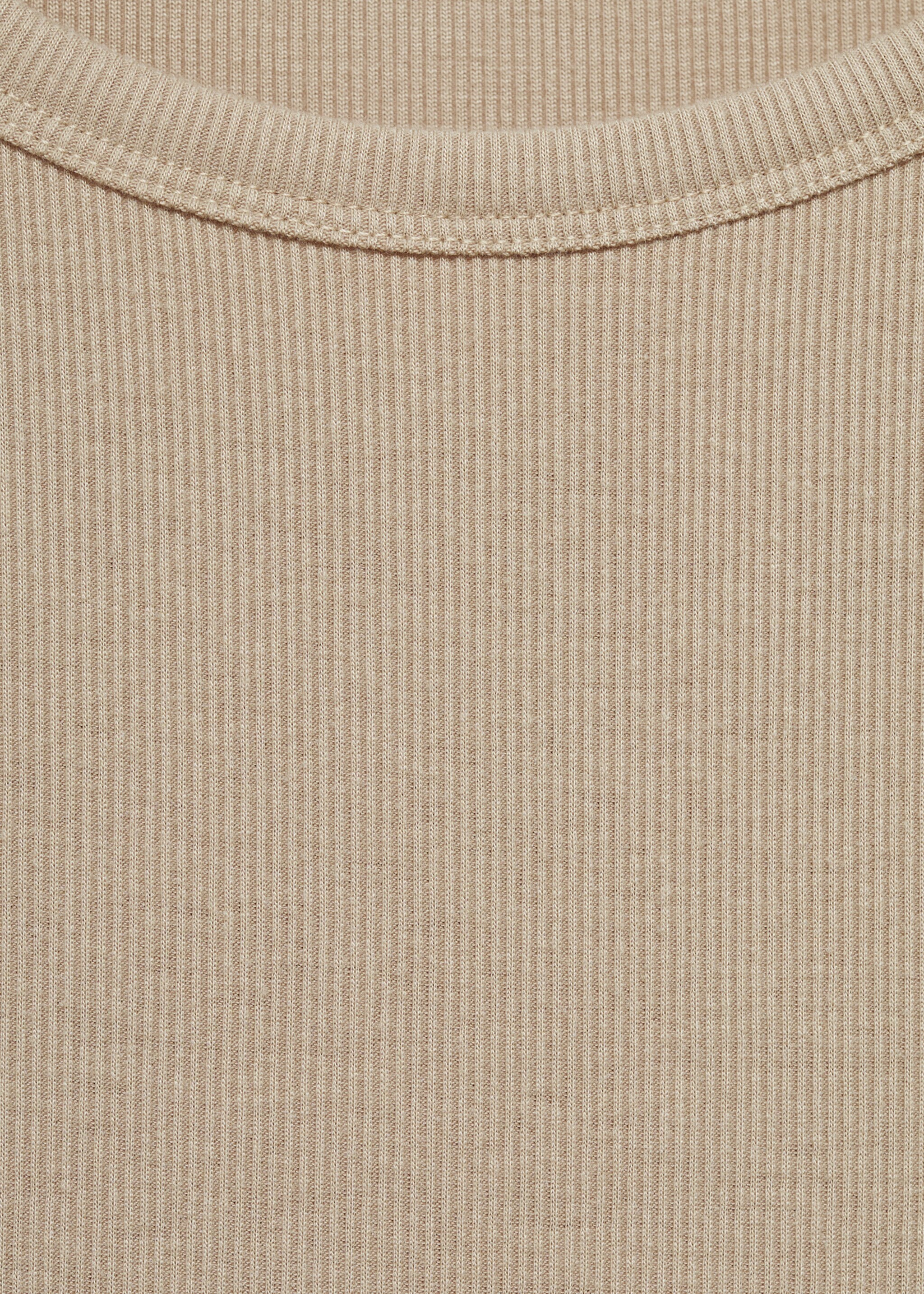 Rib-knit round-neck t-shirt - Details of the article 8, Peach. Ref: 87092893-00.