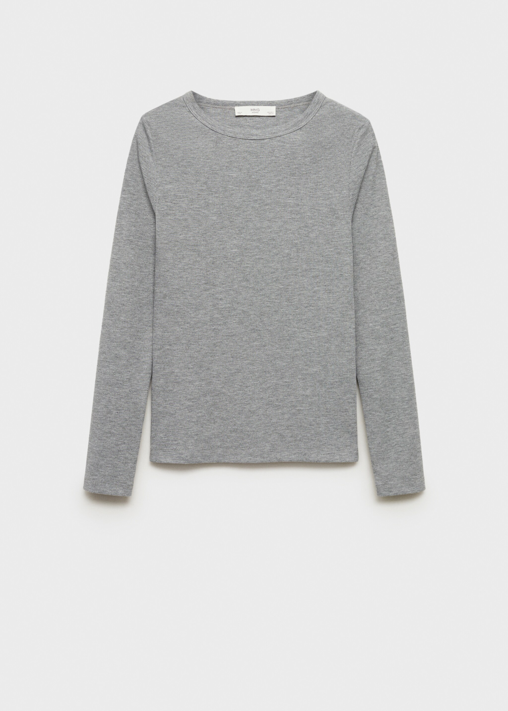 Rib-knit round-neck t-shirt - Article without model, Grey. Ref: 87092893-00.