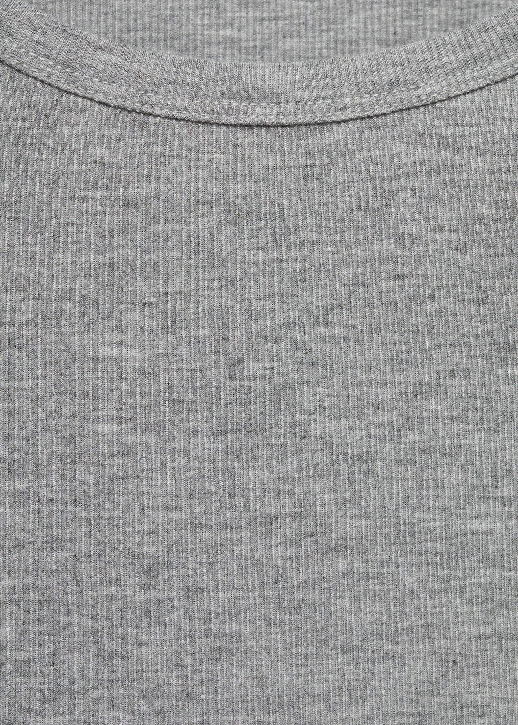 Rib-knit round-neck t-shirt - Details of the article 8, Grey. Ref: 87092893-00.