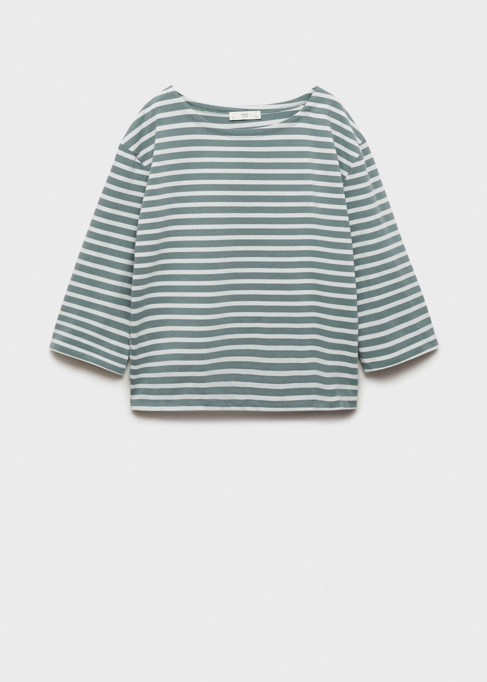Woven cotton striped t-shirt - Article without model, Green. Ref: 87092895-00.