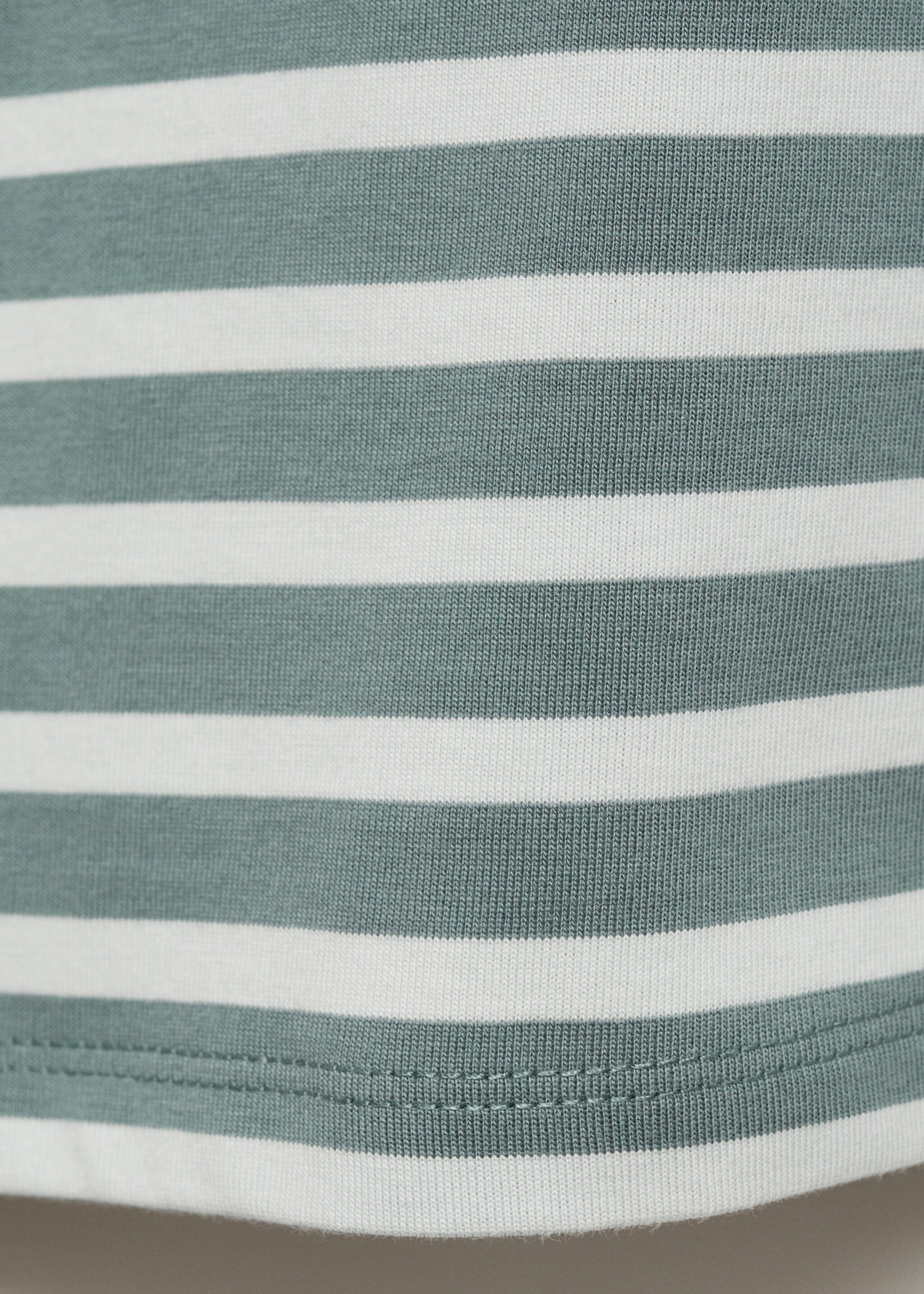 Woven cotton striped t-shirt - Details of the article 0, Green. Ref: 87092895-00.